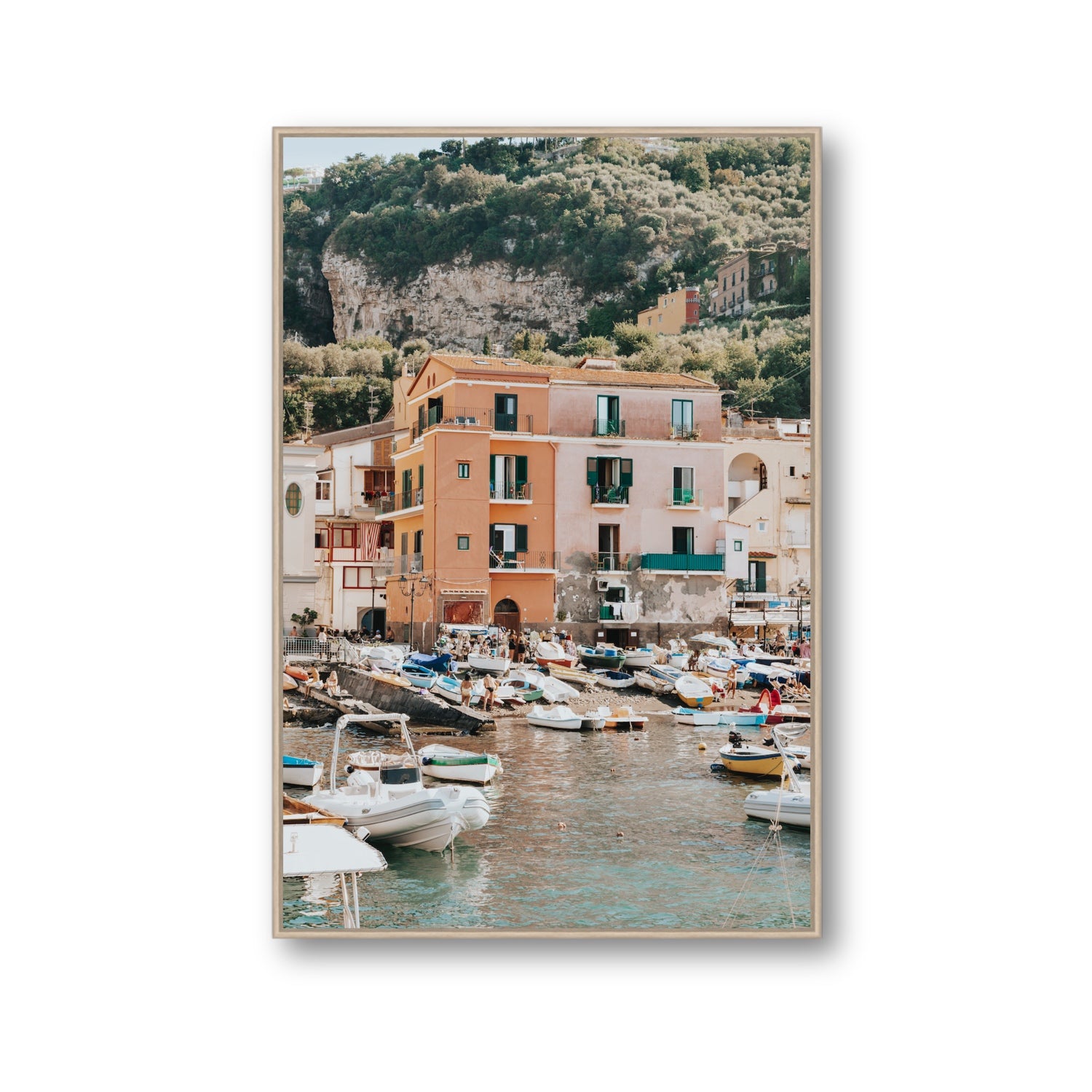 Boatyard Bliss fine art print, Sorrento, Italy, Gallery, Natural Oak Float Frame, Fine Art Canvas