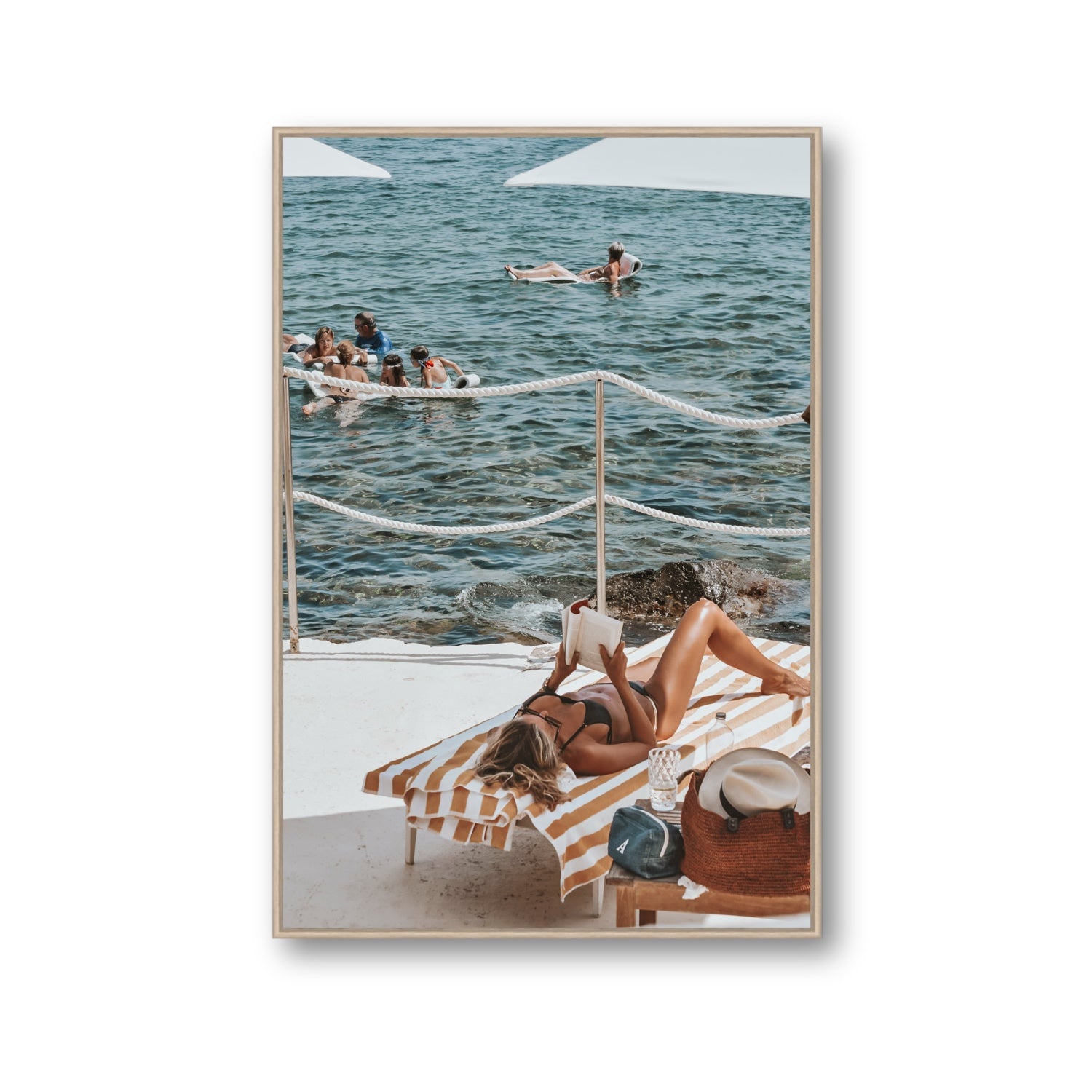 Cloud Nine Tuscany Italian decor wall art Gallery fine art canvas in natural oak float frame