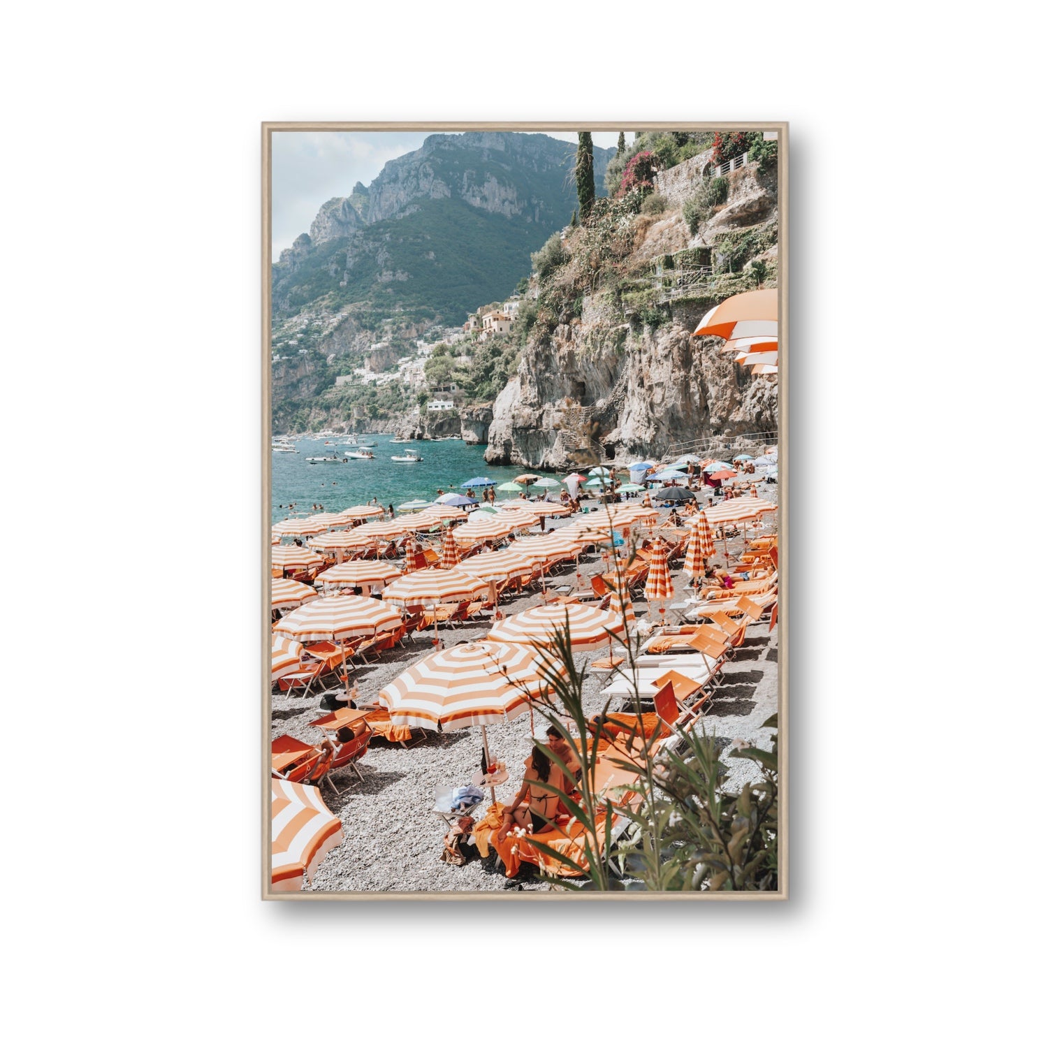 Bagni d'Arienzo Positano decor wall art Gallery fine art canvas in natural oak float frame