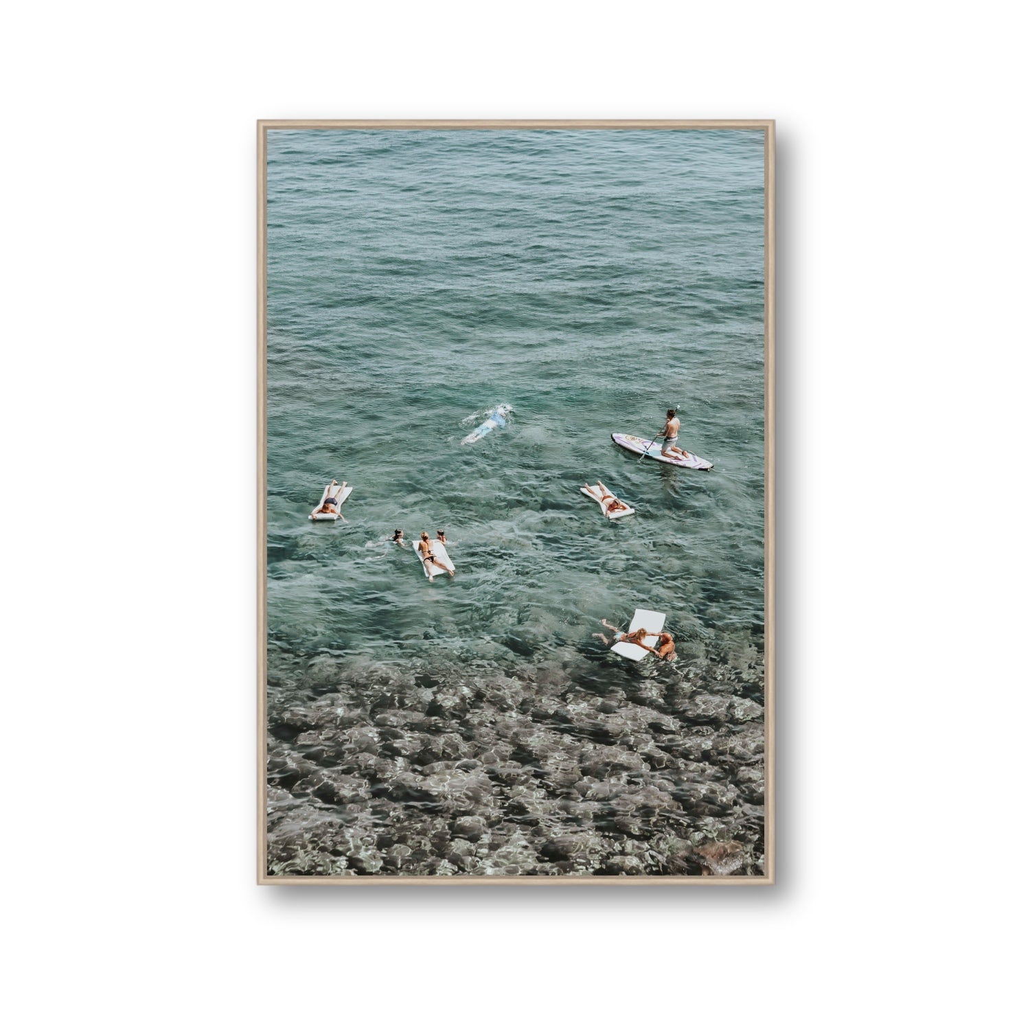 The Big Chill Tuscany coastal Italian wall art Gallery fine art canvas in natural oak float frame