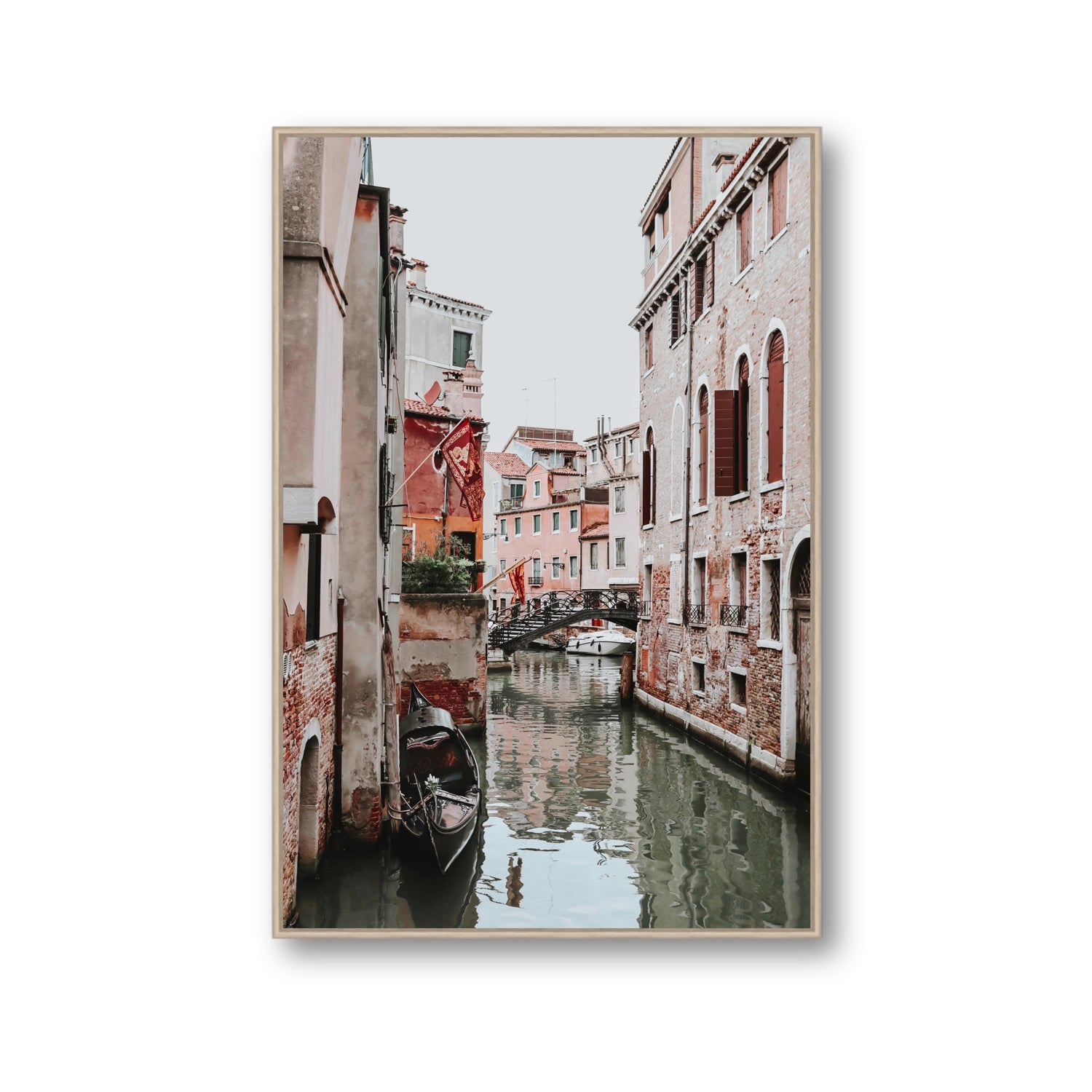 Laguna Veneta Venice Italian wall art Gallery fine art canvas in natural oak float frame