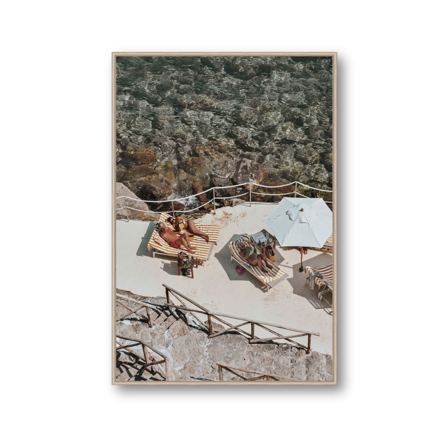 Lounge Lizards Tuscany Italian decor wall art Gallery fine art canvas in natural oak float frame