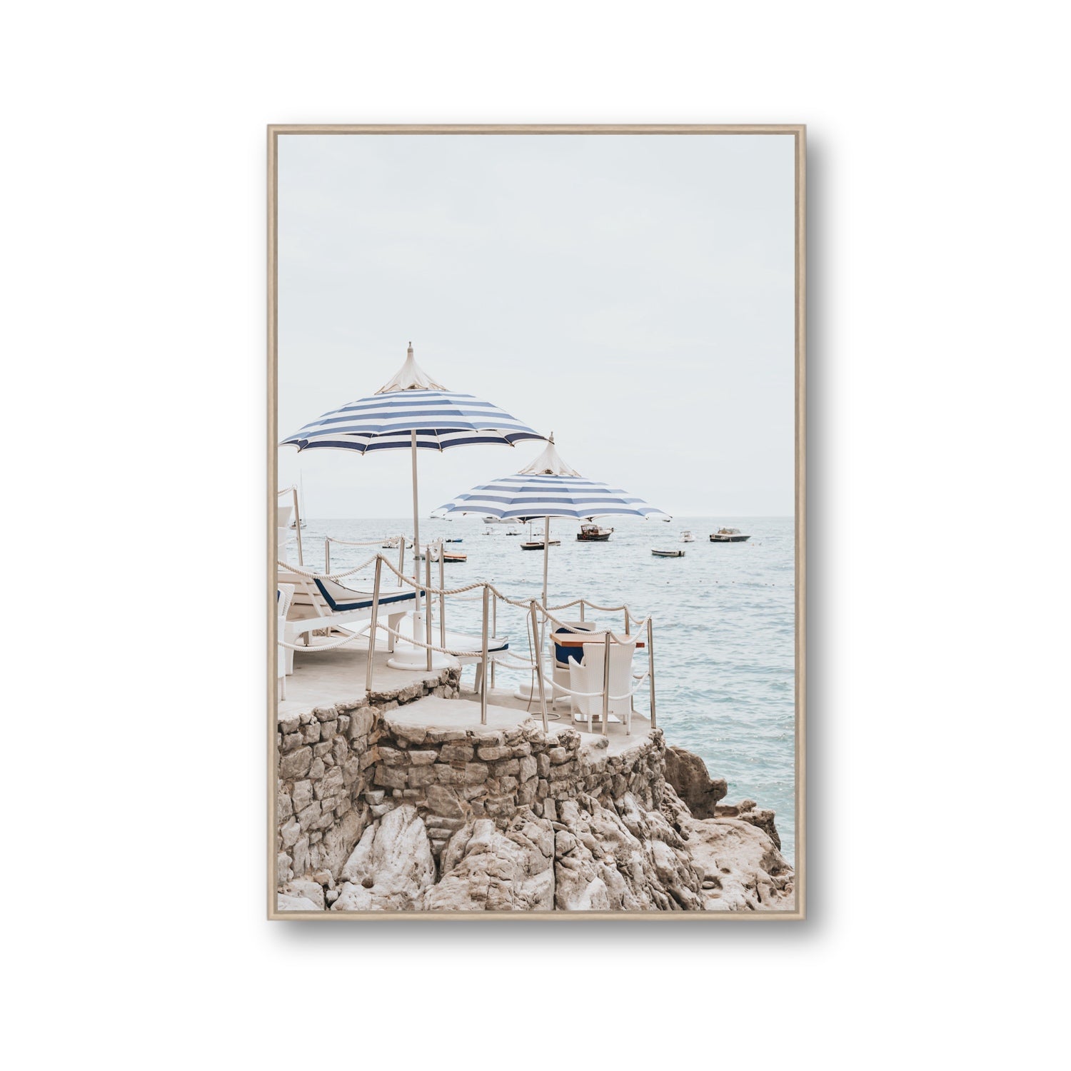 La Scogliera fine art print, Positano, Italy, Gallery, Natural Oak Float Frame, Fine Art Canvas