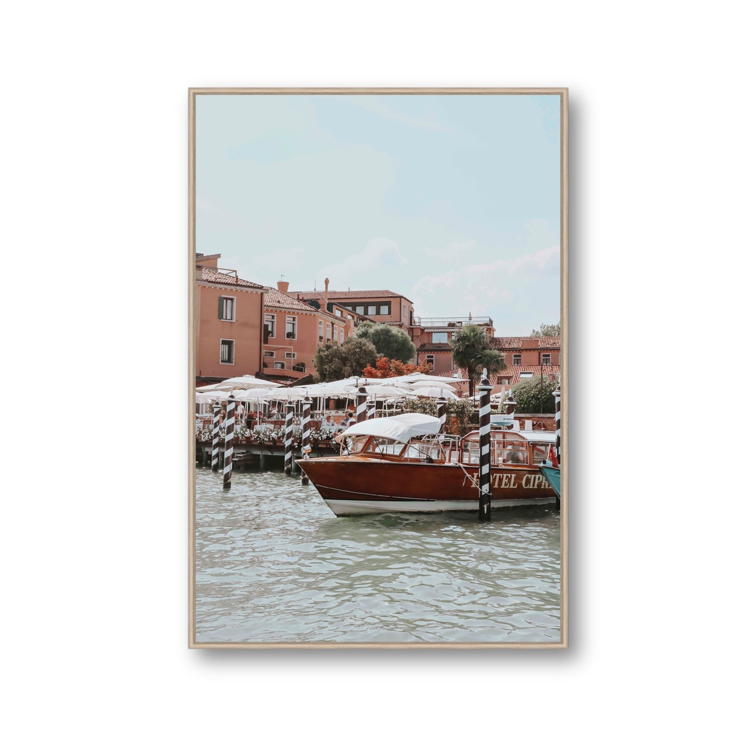 Queen Of The Adriatic Venice Italian wall art Gallery fine art canvas in natural oak float frame