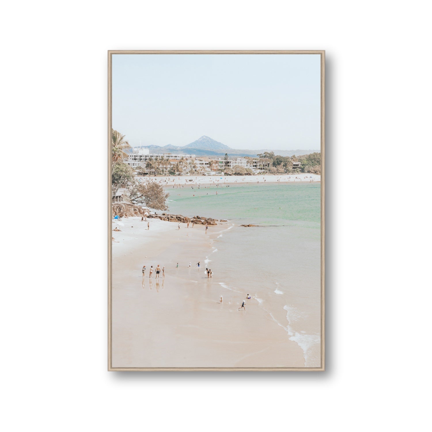 Little Cove Shallows fine art print, Noosa, Australia, coastal scenes artwork, Gallery, Natural Oak Float Frame, Fine Art Canvas