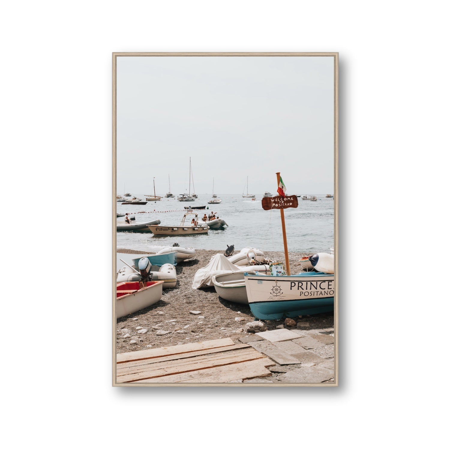 Coming Home fine art print, Positano, Italy, Gallery, Natural Oak Float Frame, Fine Art Canvas