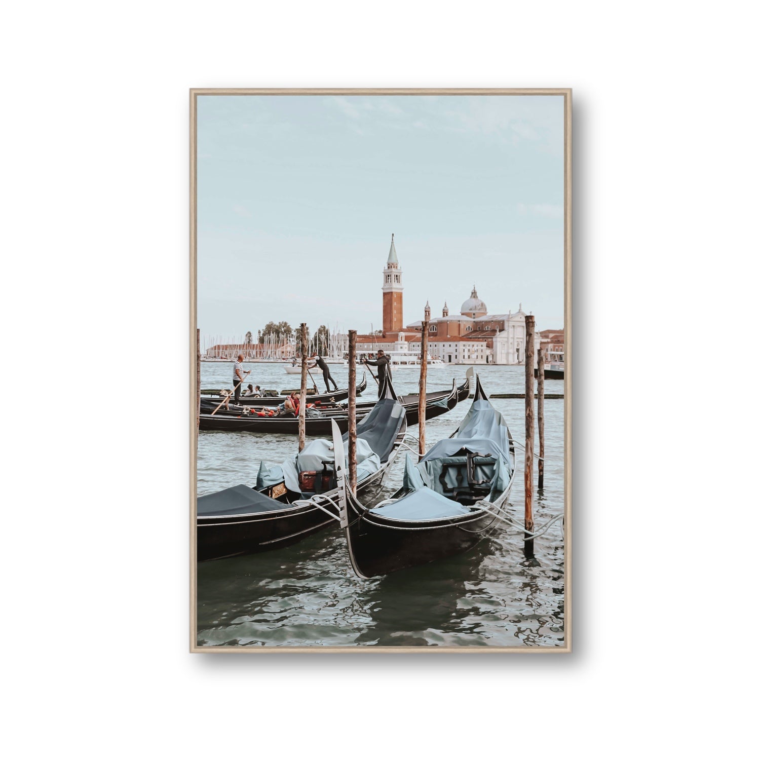Italian Commute Venice Italian Mediterranean decor wall art Gallery fine art canvas in natural oak float frame
