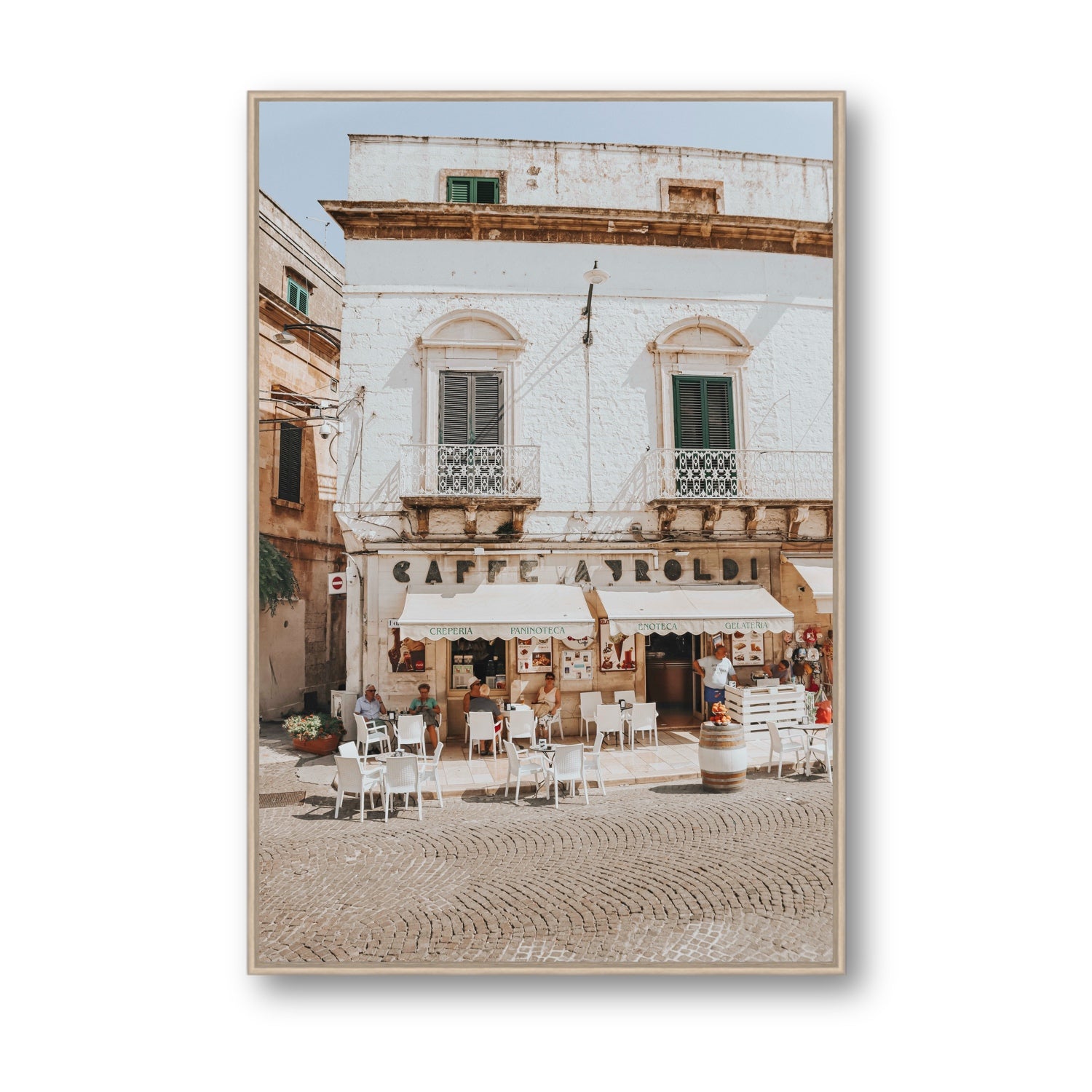 L'Ora di Pranzo Puglia L’Ora di Pranzo Italian art print Statement fine art canvas in natural oak float frame