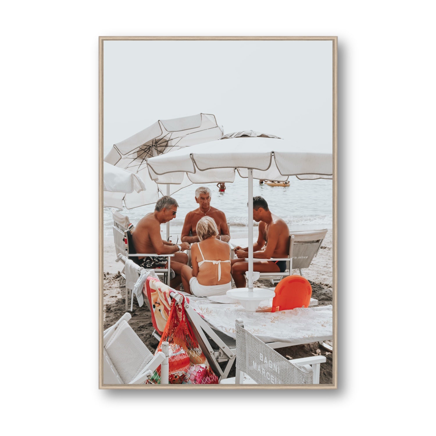 Luck Of The Draw fine art print, Alassio, Italy, Statement, Natural Oak Float Frame, Fine Art Canvas