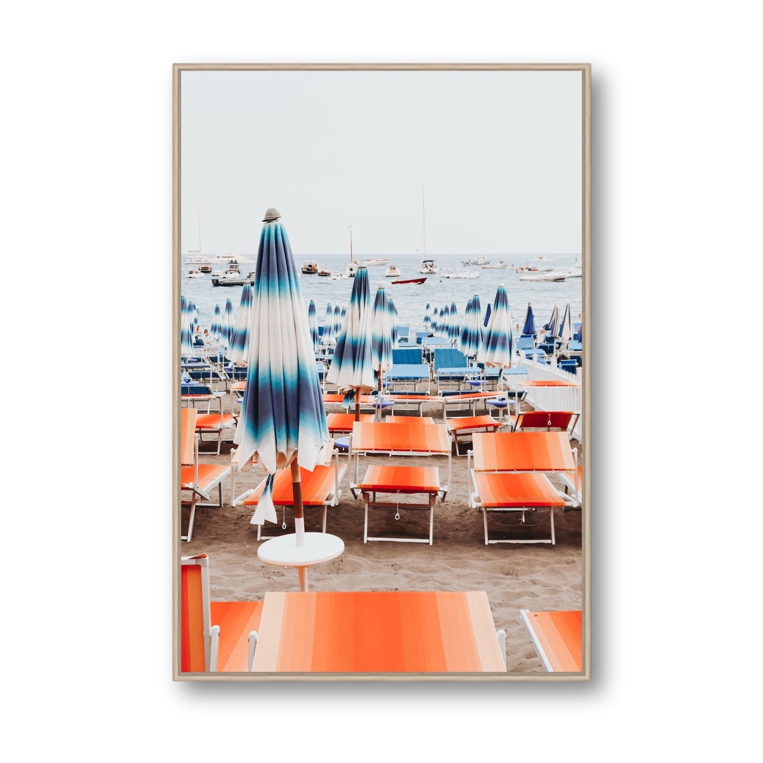 Orange Crush fine art print, Positano, Italy, Statement, Natural Oak Float Frame, Fine Art Canvas