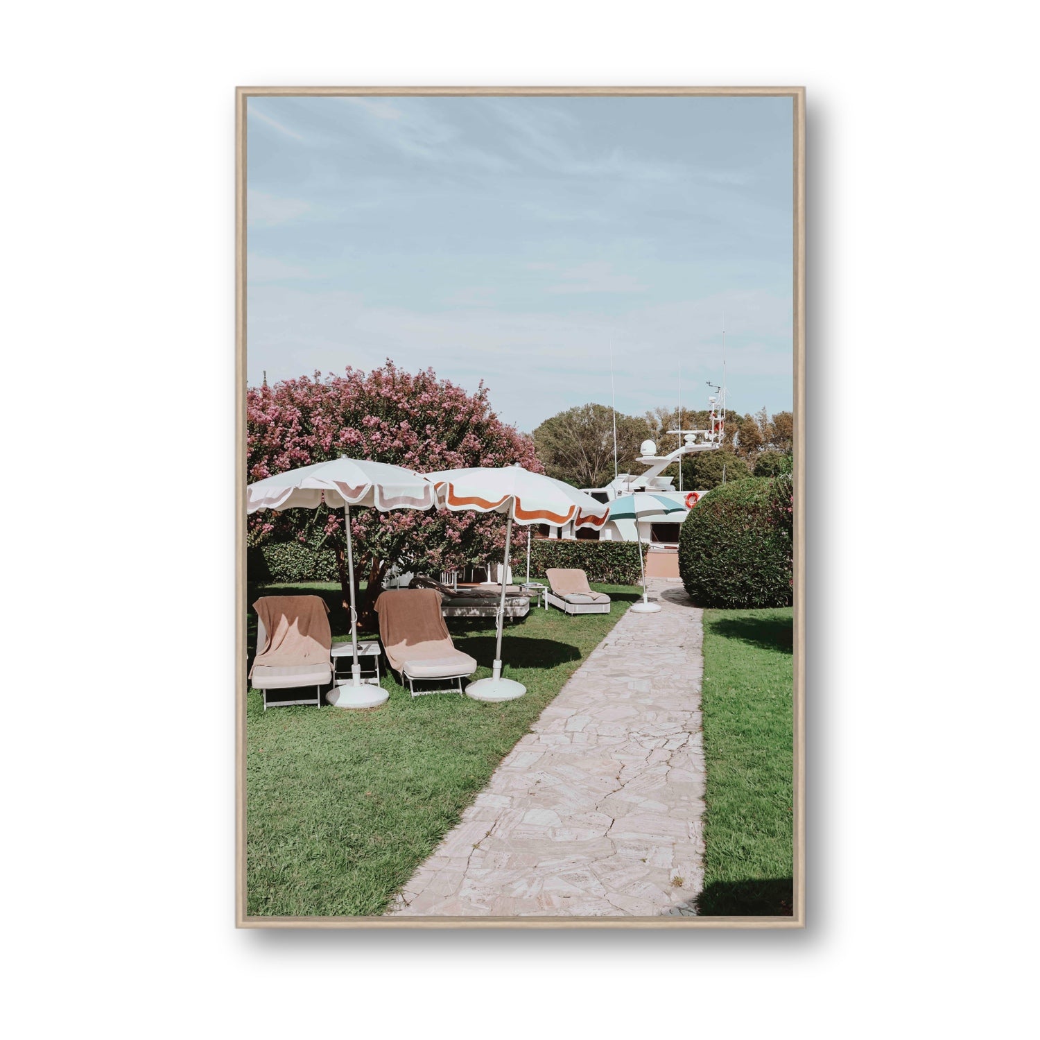 A Bellini Awaits Venice Italian wall art Statement fine art canvas in natural oak float frame