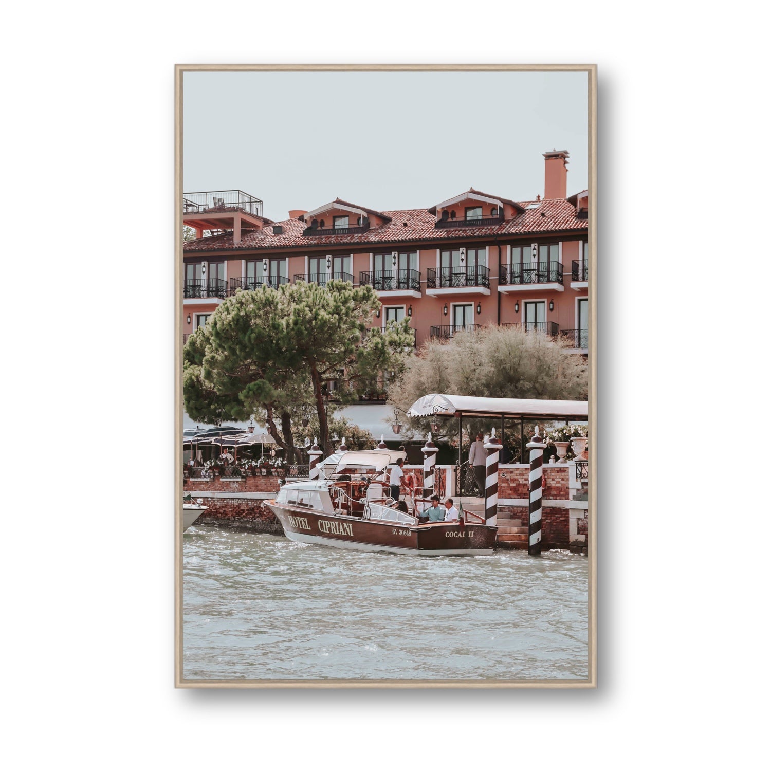 Cocai II Venice Italian wall art Statement fine art canvas in natural oak float frame