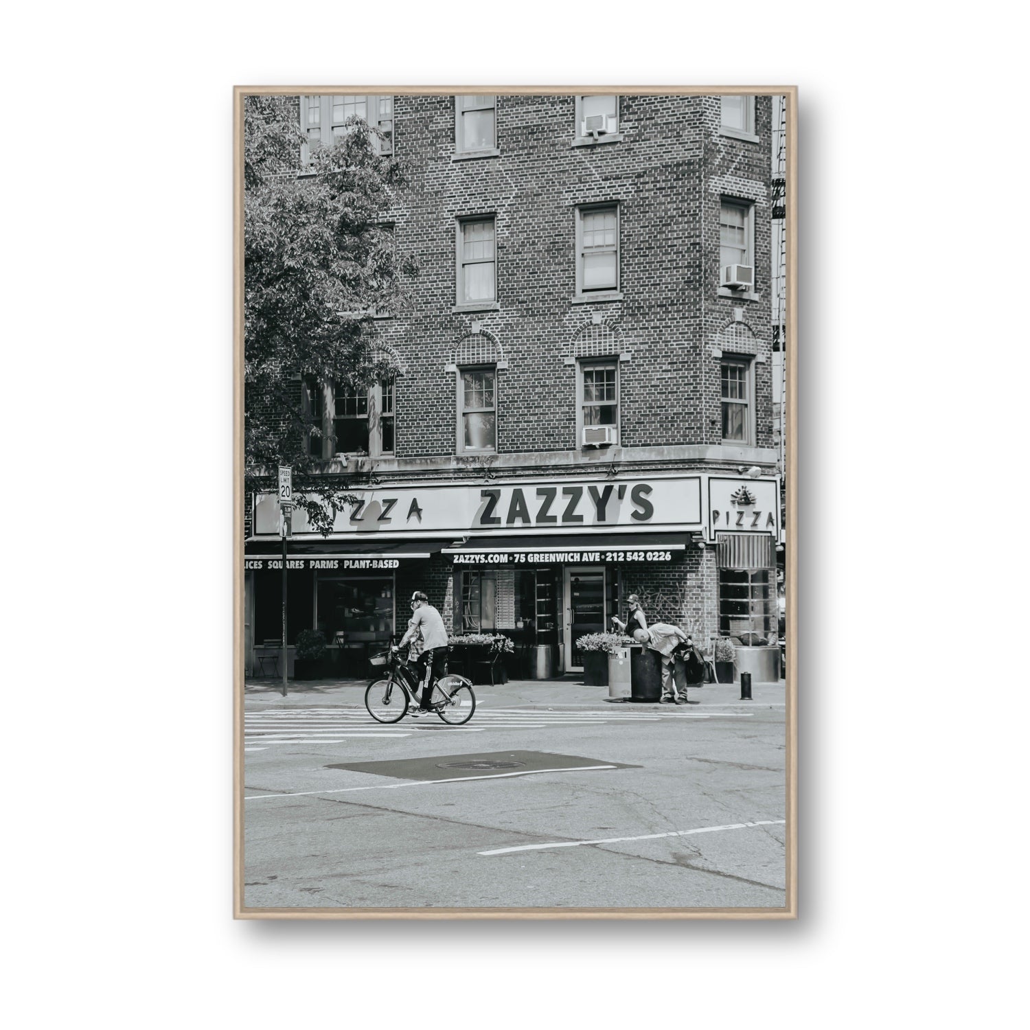 Zazzy's New York NYC Black & White wall art Statement fine art canvas in natural oak float frame