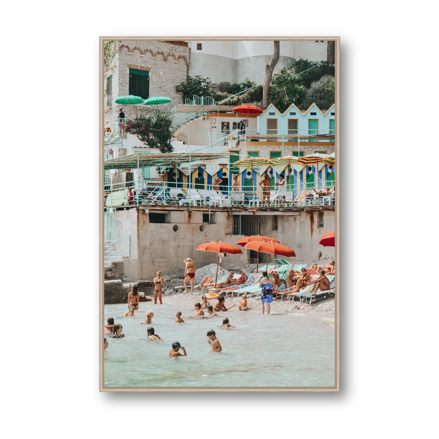 Kaleidoscope fine art print, Capri, Italy, Statement, Natural Oak Float Frame, Fine Art Canvas