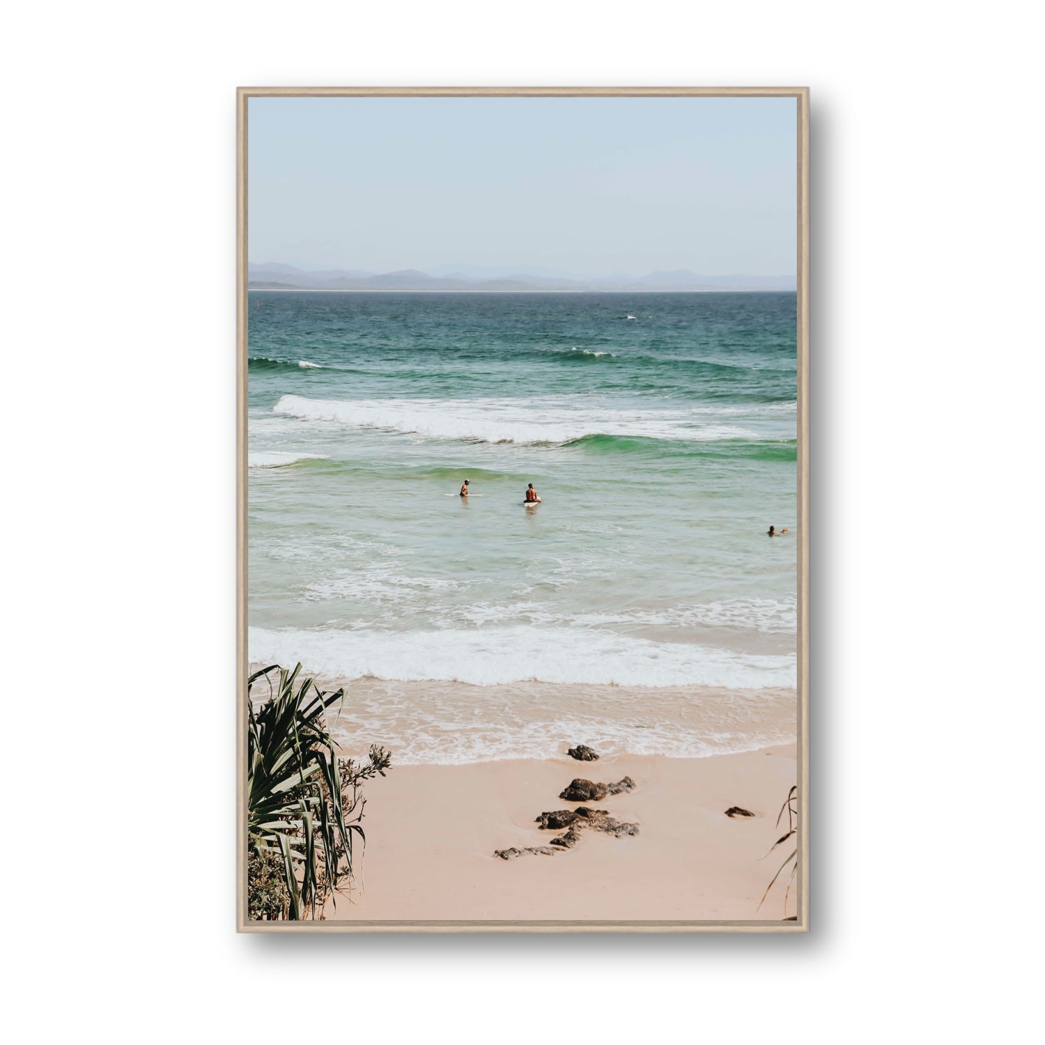 Lets Go Trippin' fine art print, Byron Bay, Australia, Statement, Natural Oak Float Frame, Fine Art Canvas