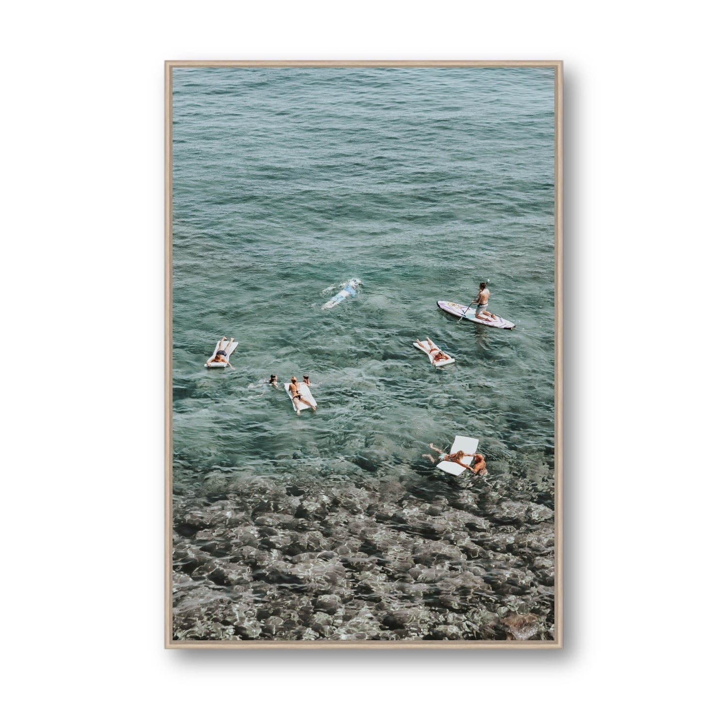 The Big Chill Tuscany coastal Italian wall art Statement fine art canvas in natural oak float frame