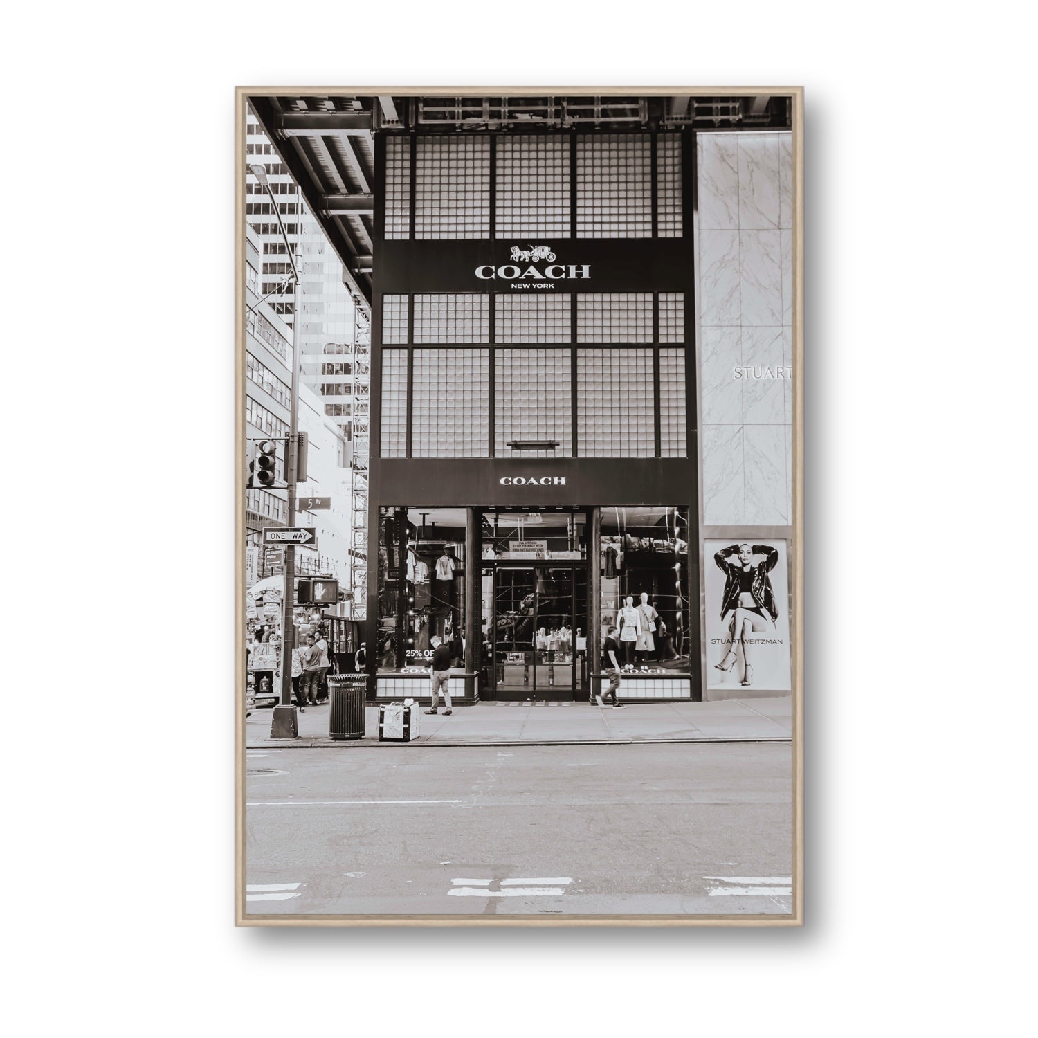 Coach Uptown fine art print, New York, United States, Statement, Natural Oak Float Frame, Fine Art Canvas