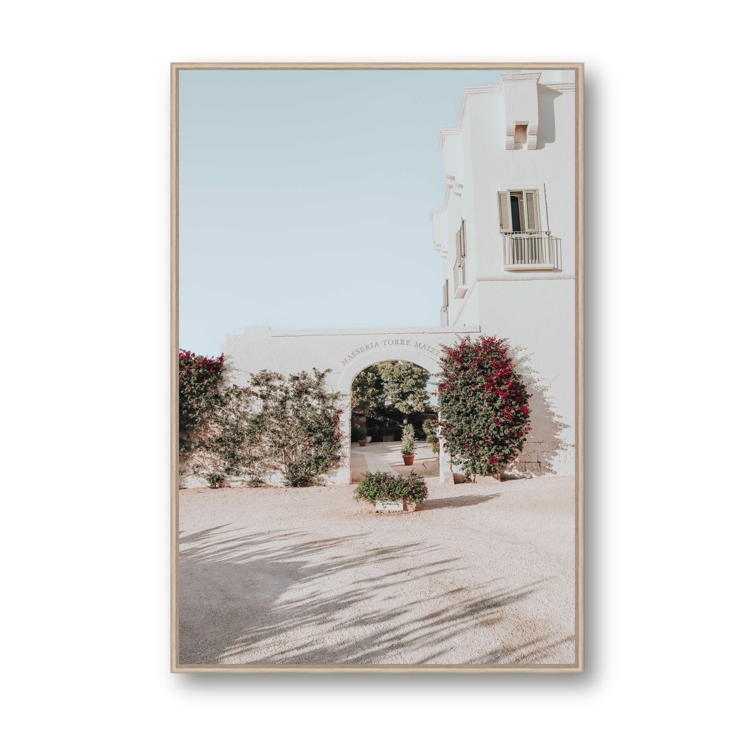 Villa Retreat fine art print, Puglia, Italy, Statement, Natural Oak Float Frame, Fine Art Canvas