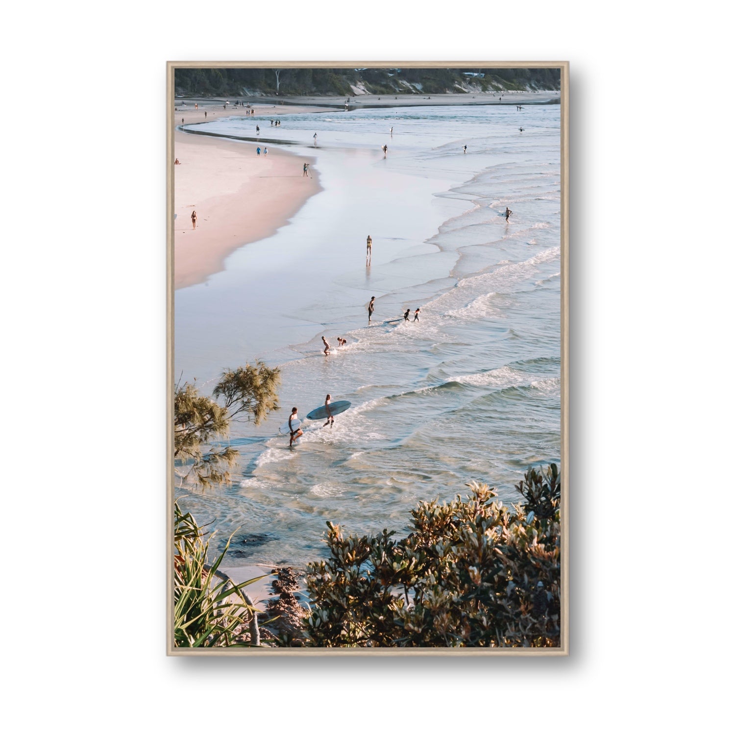Healing Waters fine art print, Byron Bay, Australia, Statement, Natural Oak Float Frame, Fine Art Canvas