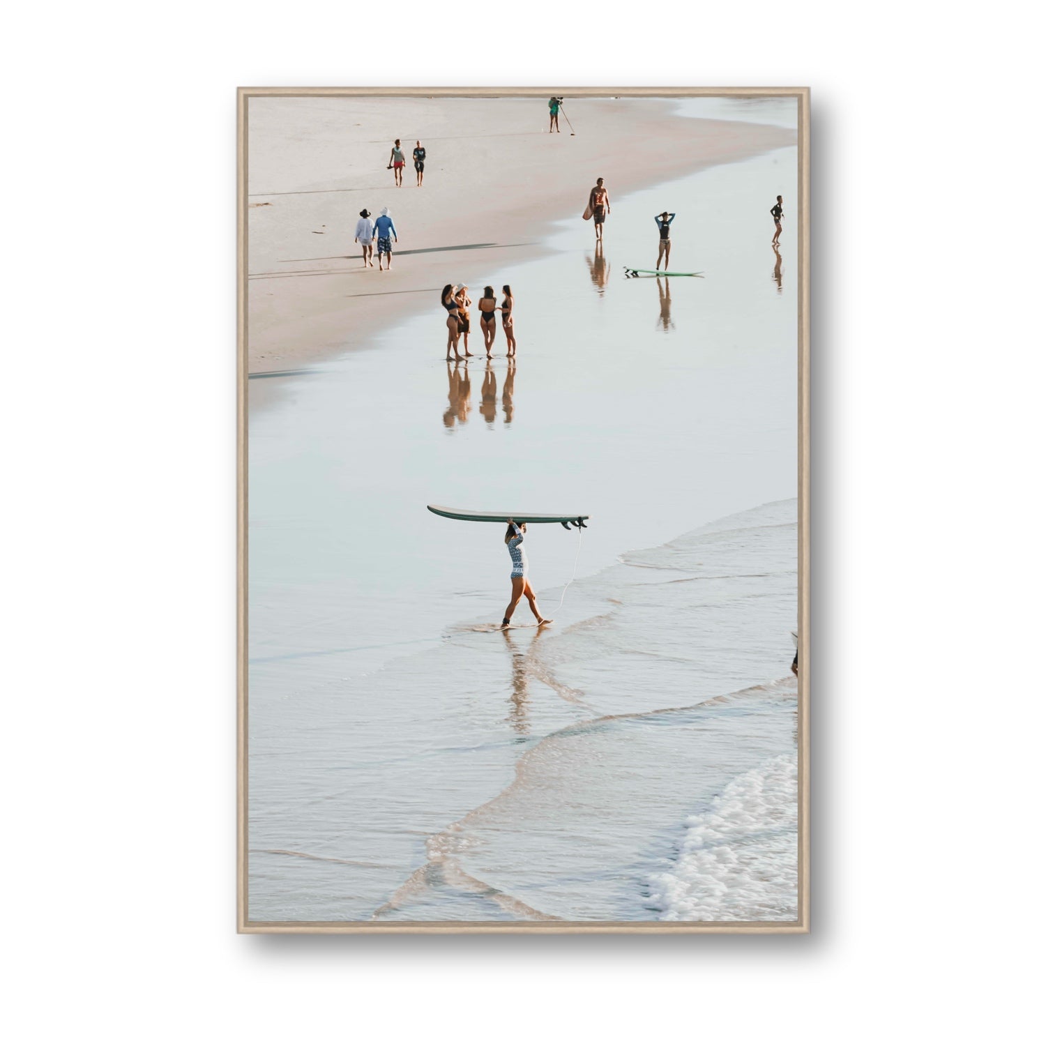 Bailey Byron Bay beach coastal decor wall art Statement fine art canvas in natural oak float frame