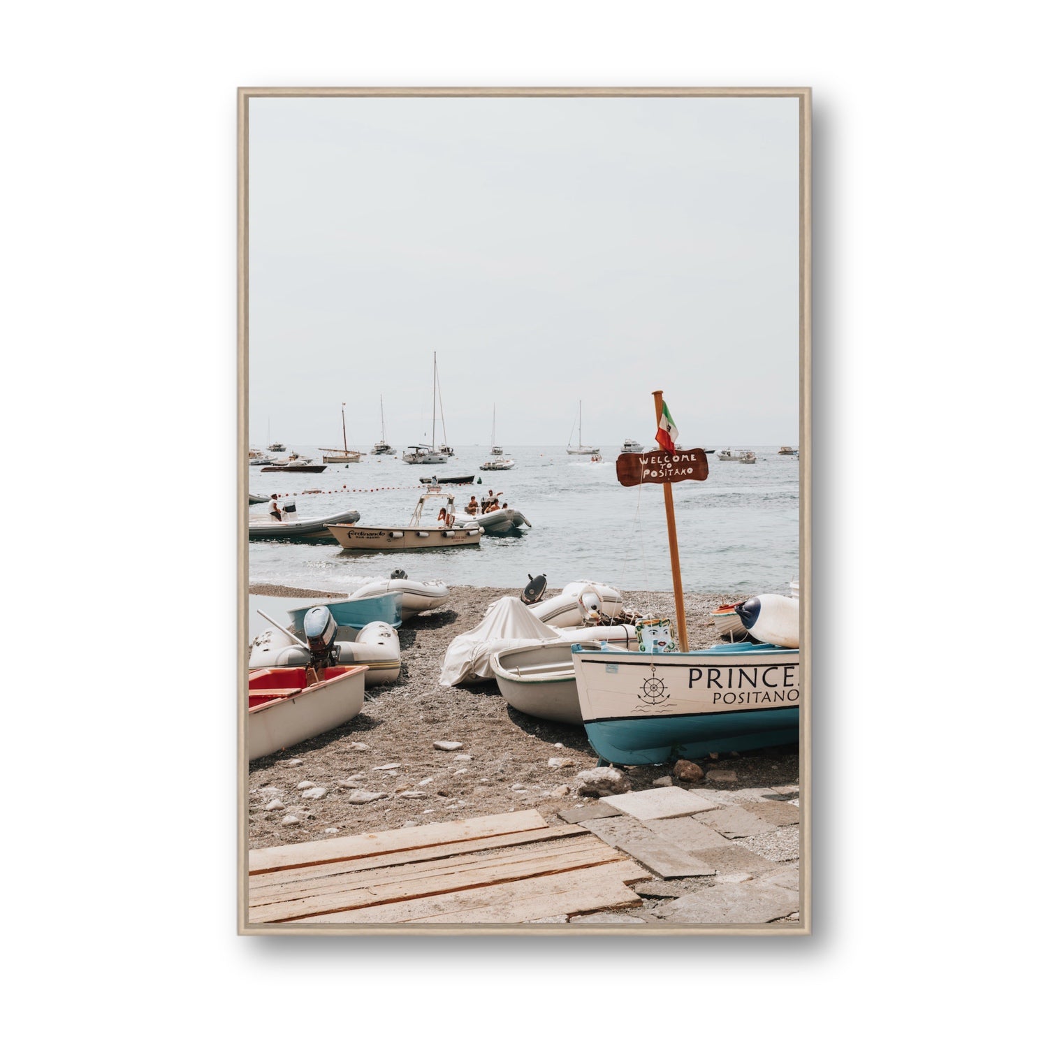 Coming Home fine art print, Positano, Italy, Statement, Natural Oak Float Frame, Fine Art Canvas