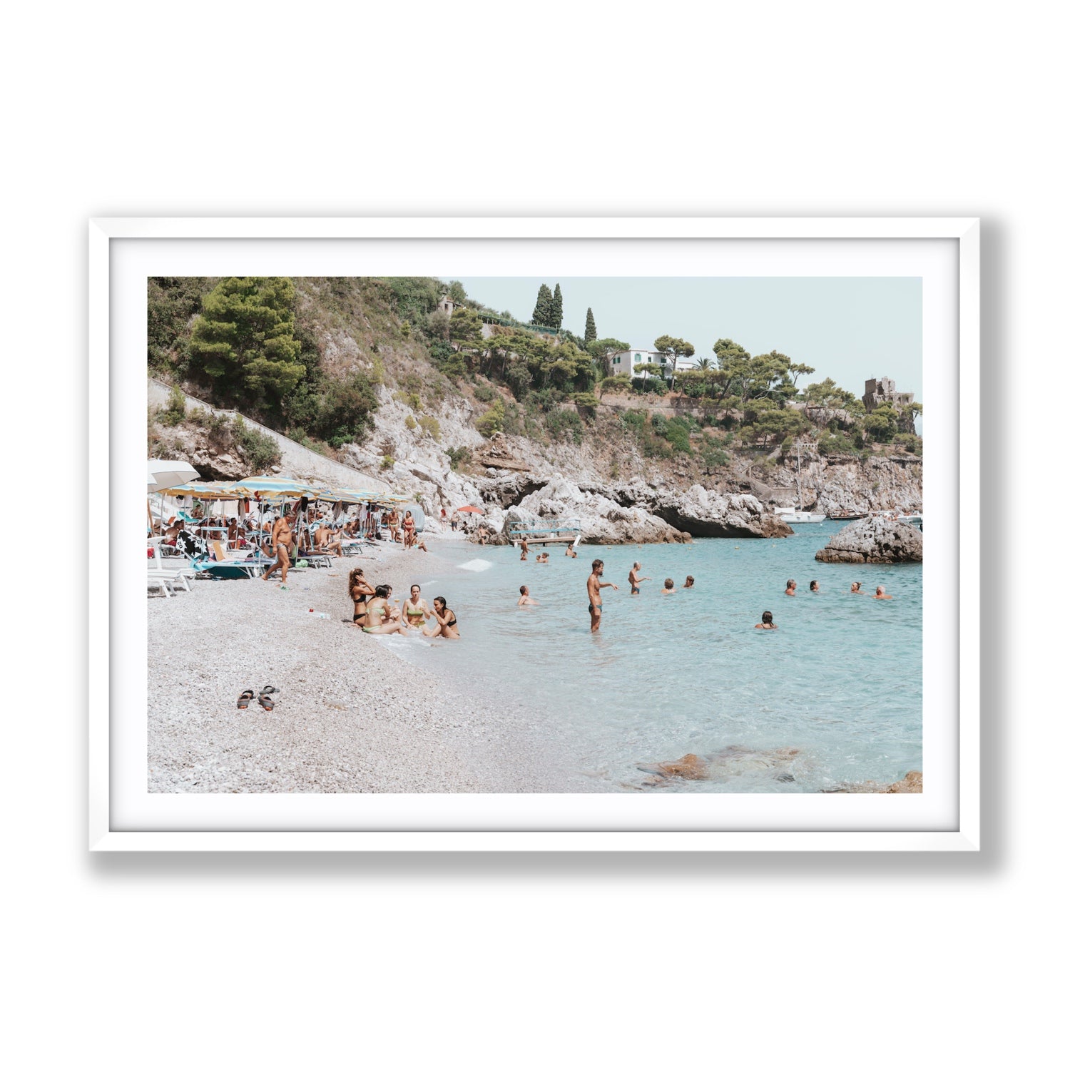 La Vacanza Amalfi Mediterranean wall art Gallery fine art print in white frame with matboard