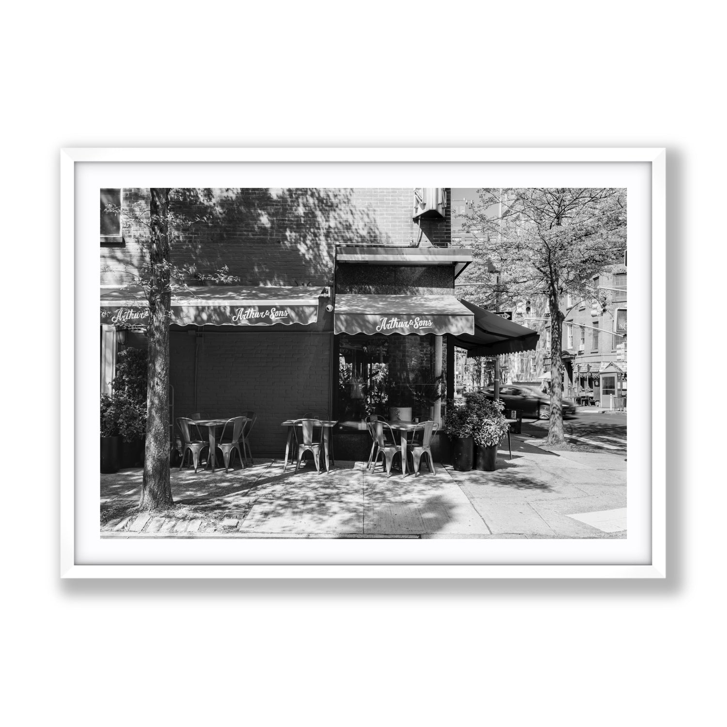 Arthur's Corner New York NYC Restaurant wall art Gallery fine art print in white frame with matboard