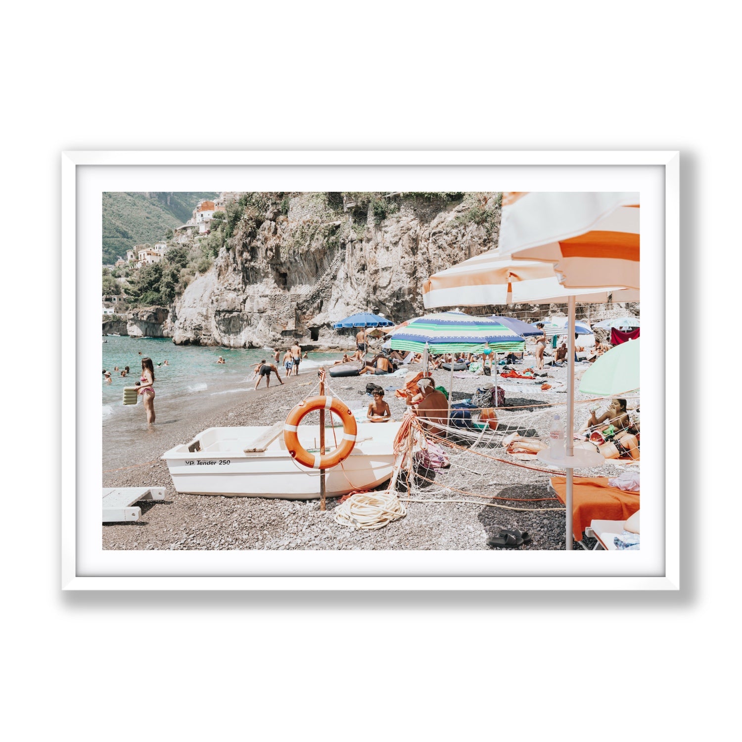 Bellezza By The Bay fine art print, Positano, Italy, Gallery, White Frame · Matboard, Fine Art Print