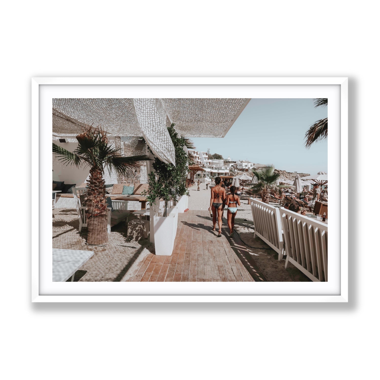 Mitera Kori Mykonos Greek island wall art Gallery fine art print in white frame with matboard