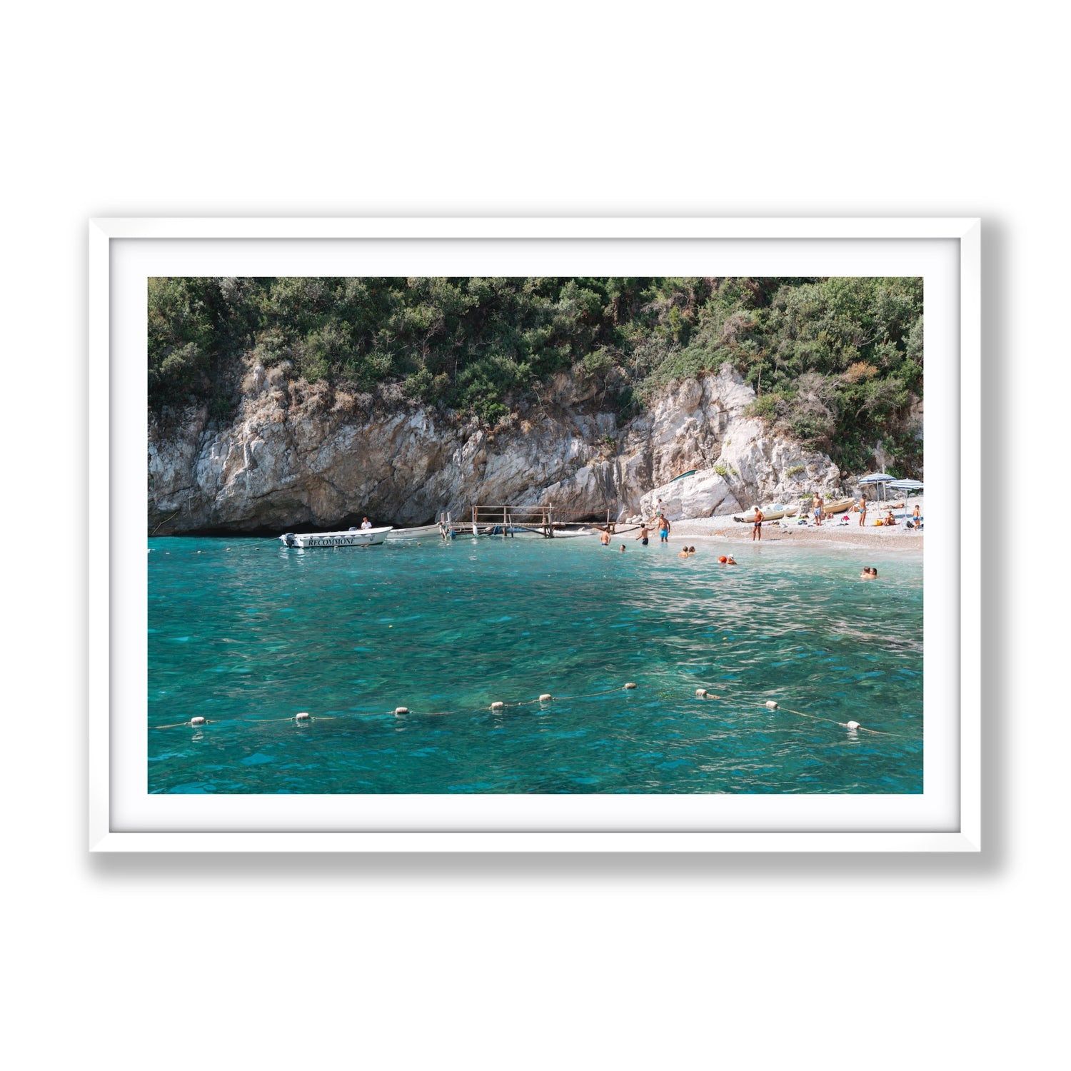 Azure Abyss Nerano wall art Gallery fine art print in white frame with matboard