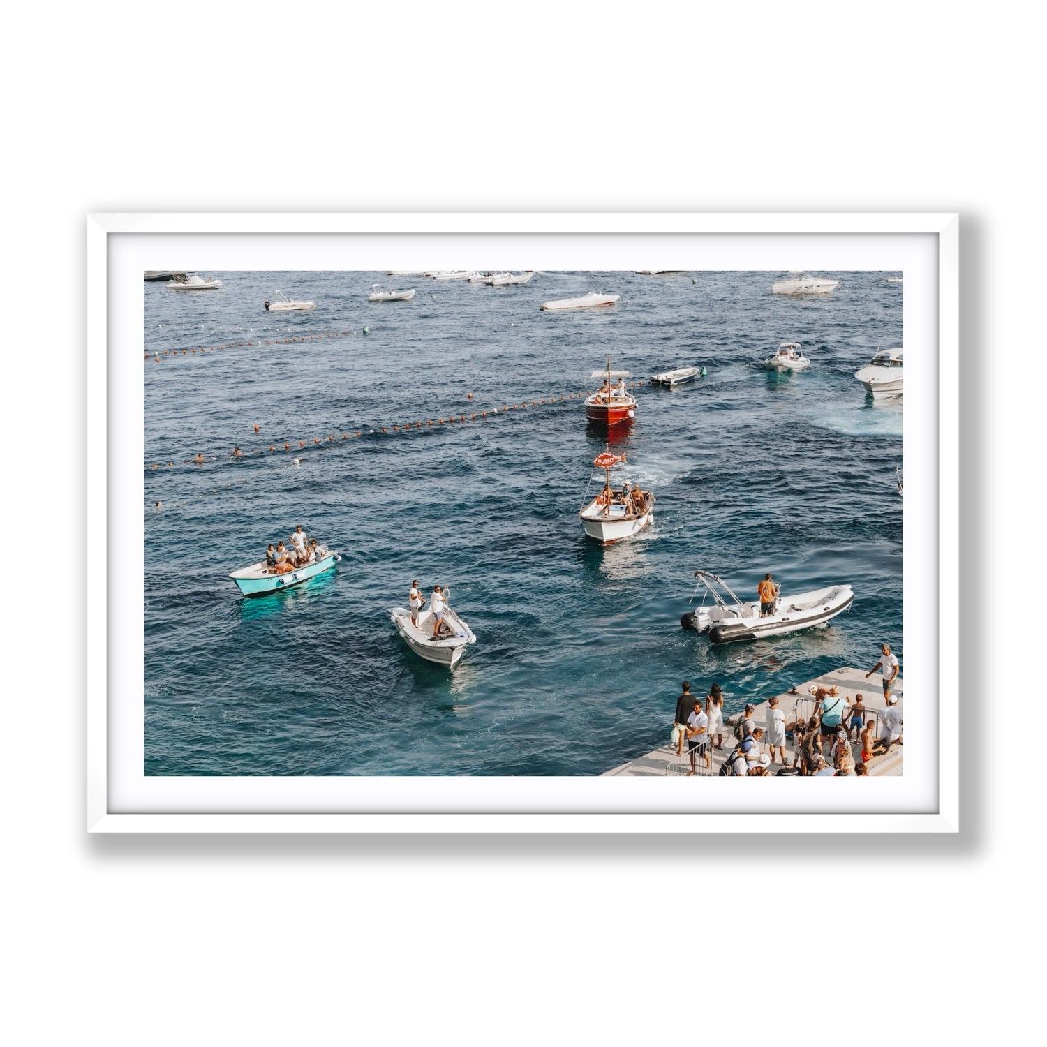 Nautical Parade Positano wall art Gallery fine art print in white frame with matboard