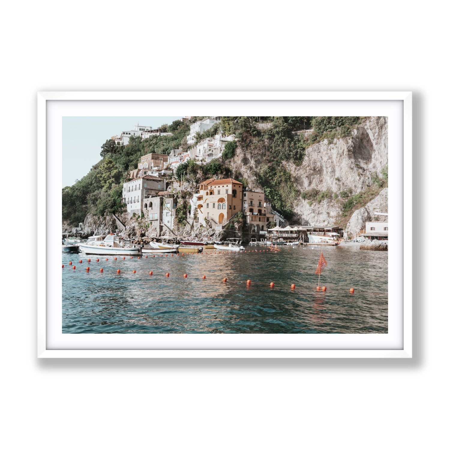 Amalfi Villas fine art print, Amalfi, Italy, coastal scenes artwork, Gallery, White Frame · Matboard, Fine Art Print