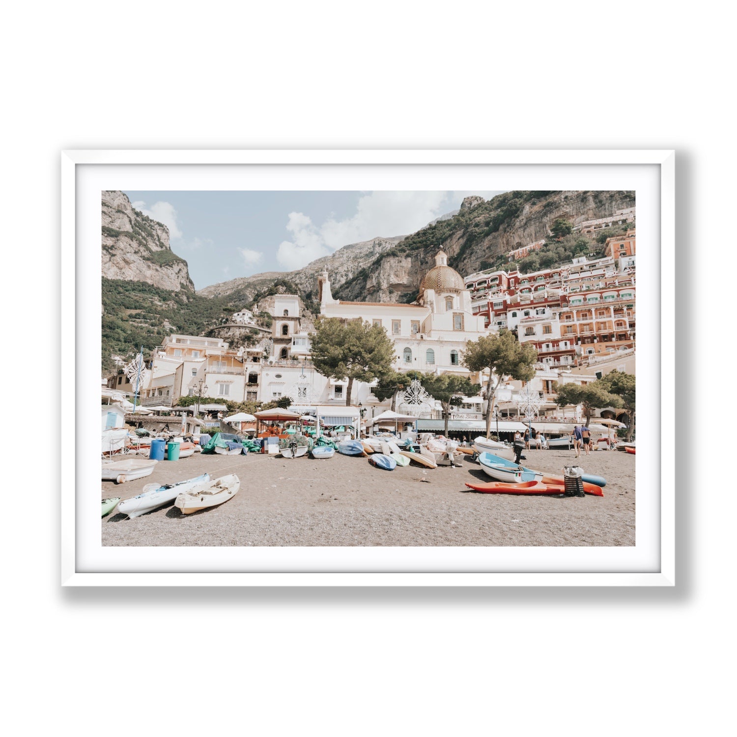 Pastel Paradise fine art print, Positano, Italy, Gallery, White Frame · Matboard, Fine Art Print