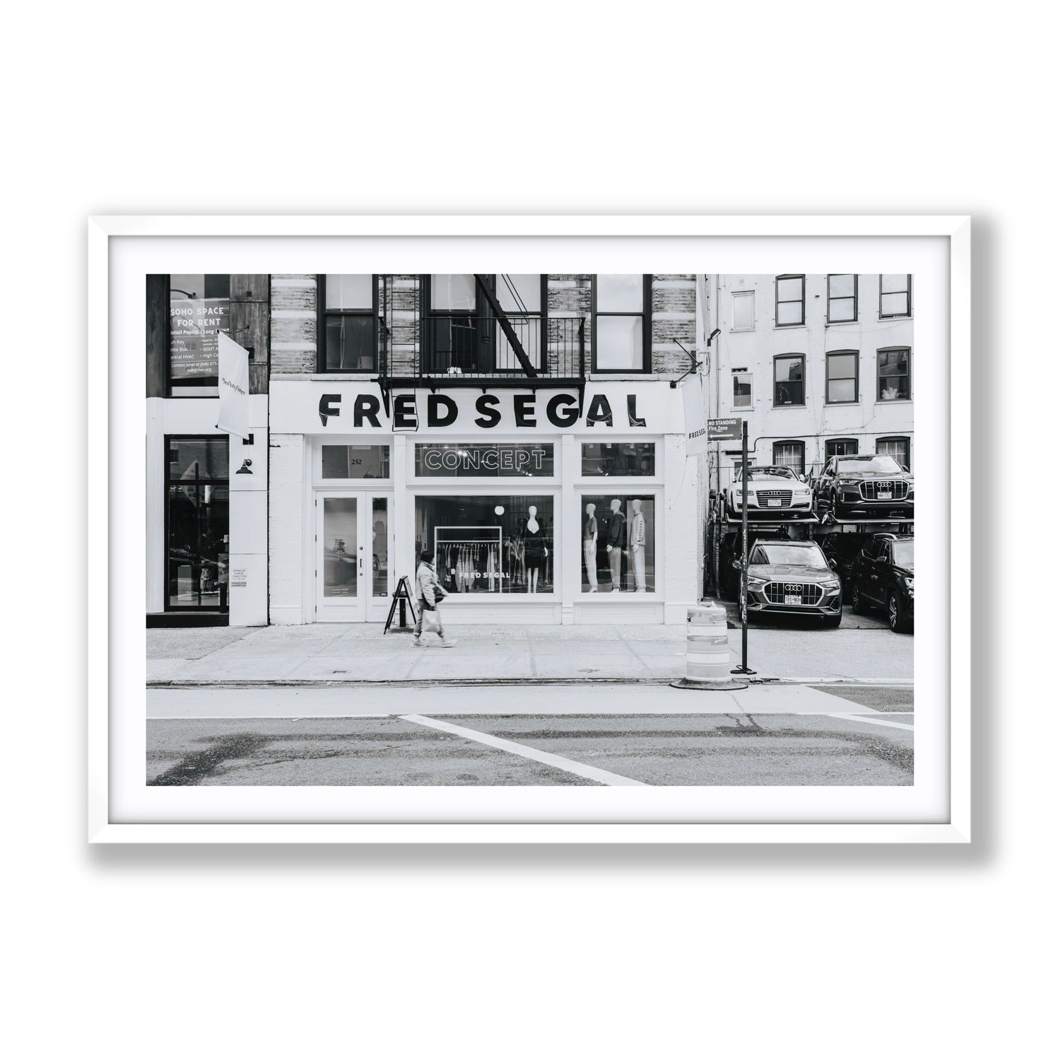 Noir York New York NYC Black & White wall art Gallery fine art print in white frame with matboard
