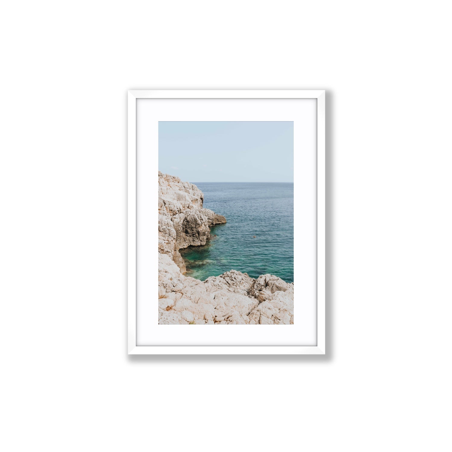Healing Immersion Puglia Wall Mediterranean fine art print Medium fine art print in white frame with matboard
