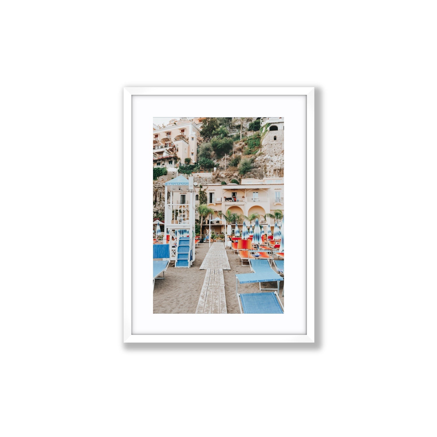Torre Di Salvataggio fine art print, Positano, Italy, Medium, White Frame · Matboard, Fine Art Print