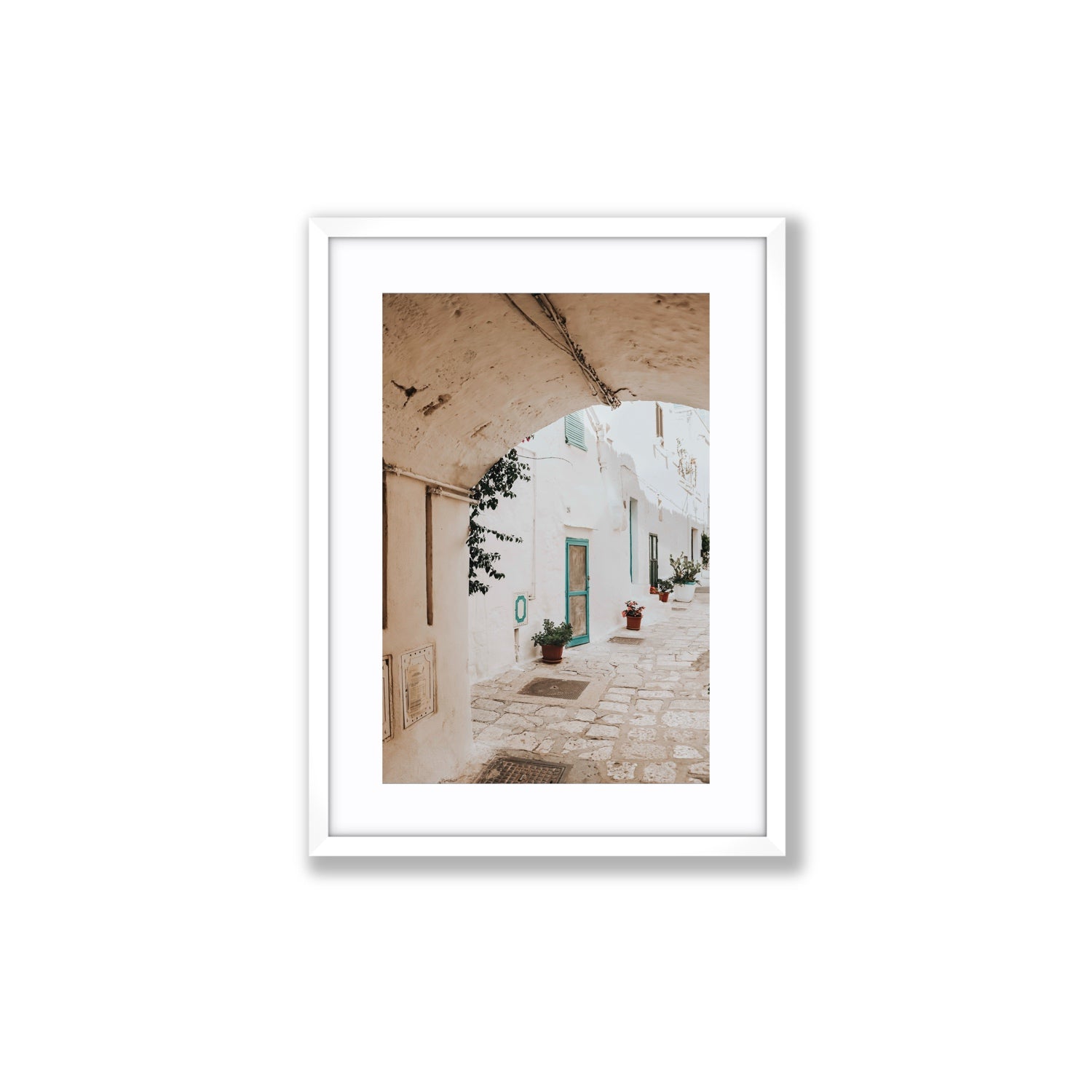 La Citta Bianca Puglia La Città Bianca wall art Medium fine art print in white frame with matboard