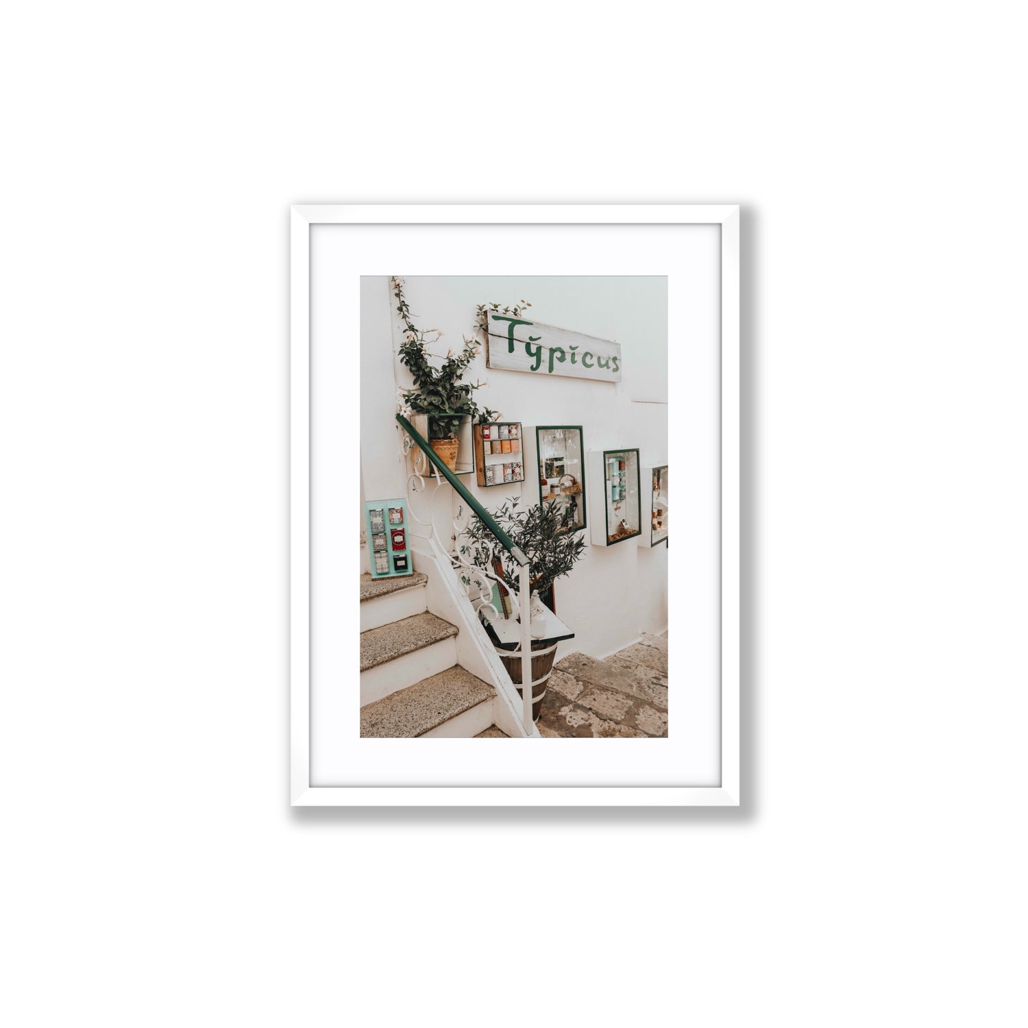 Il Negozio Puglia Ostuni wall art Medium fine art print in white frame with matboard