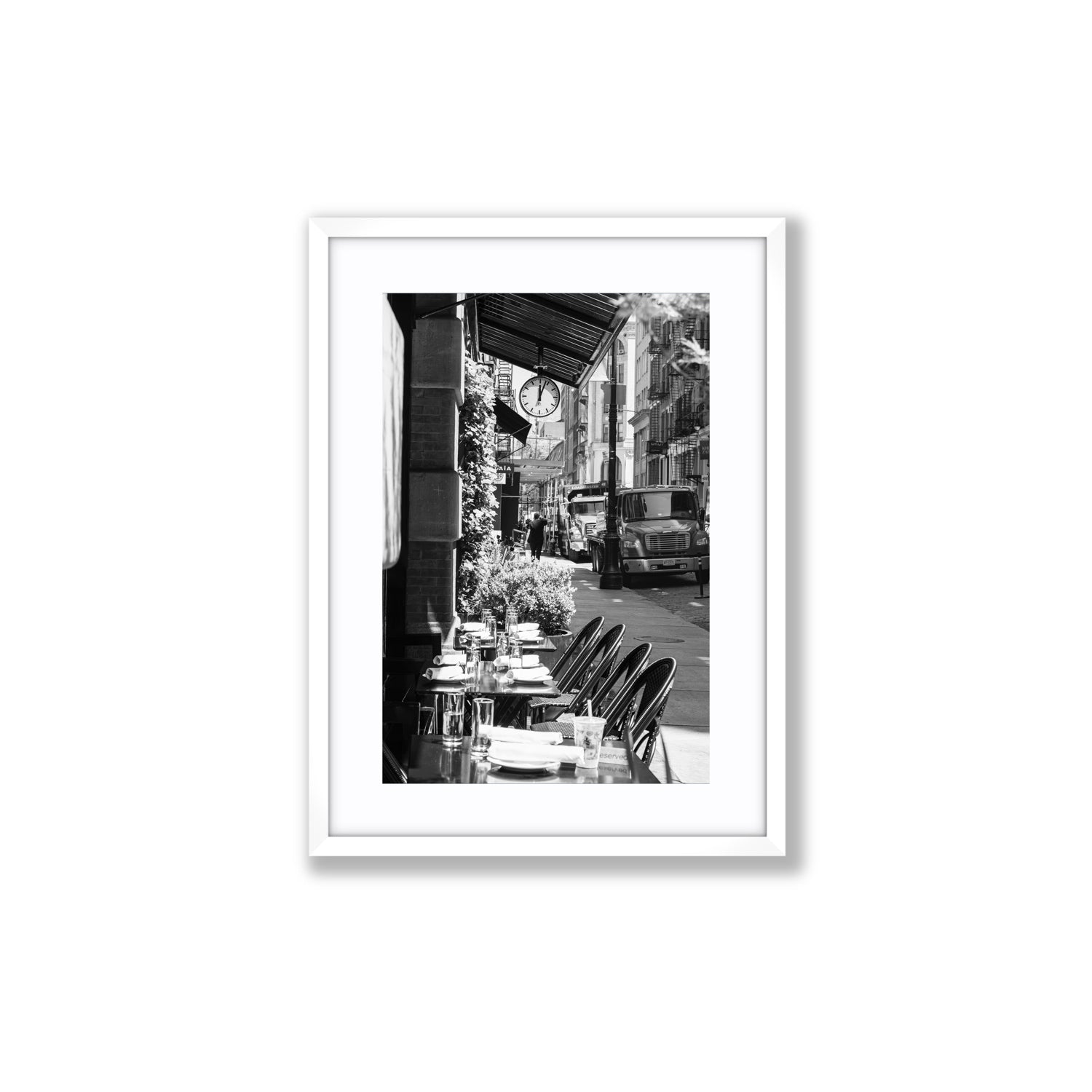 Mercer Street New York NYC Black & White wall art Medium fine art print in white frame with matboard