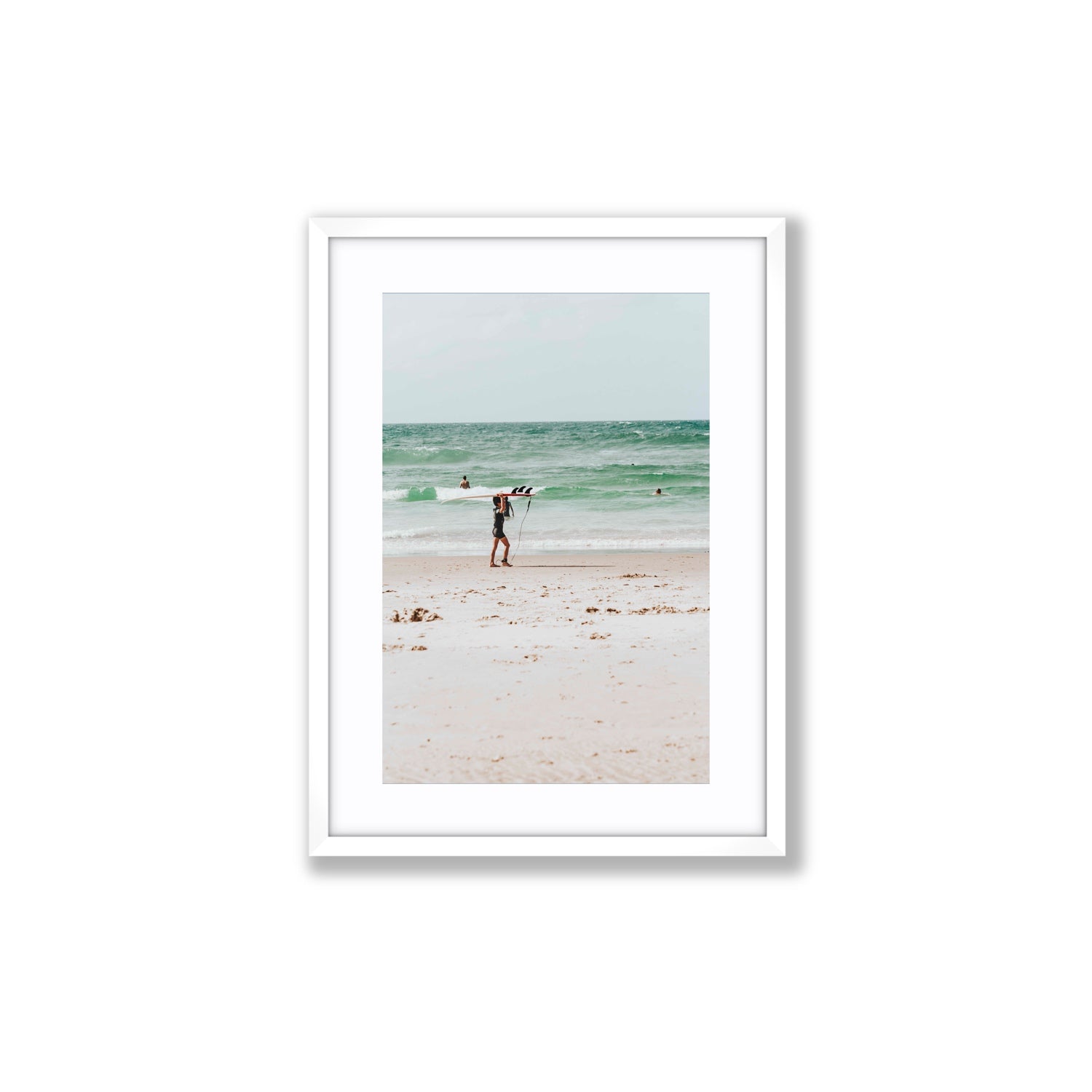 Grommet Byron Bay Surf coastal wall art Medium fine art print in white frame with matboard
