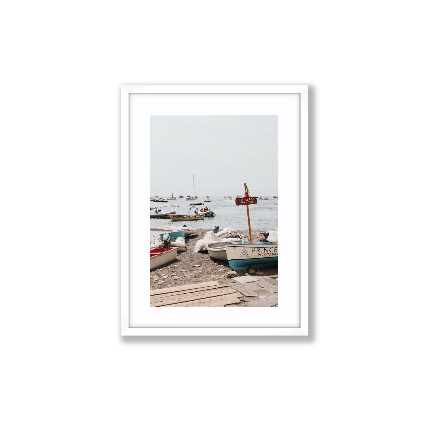 Coming Home fine art print, Positano, Italy, Medium, White Frame · Matboard, Fine Art Print