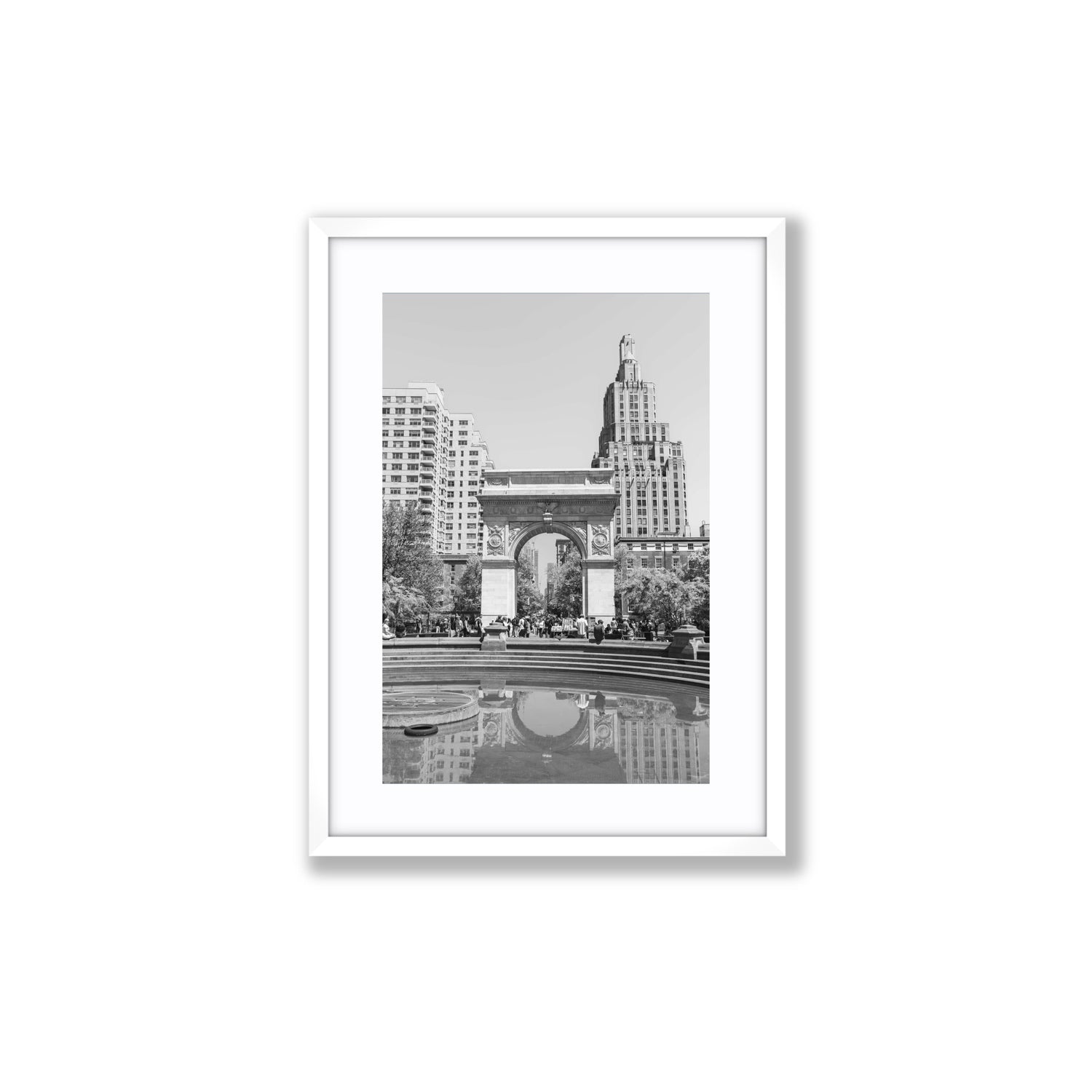 Washington Skyline New York NYC Black & White wall art Medium fine art print in white frame with matboard