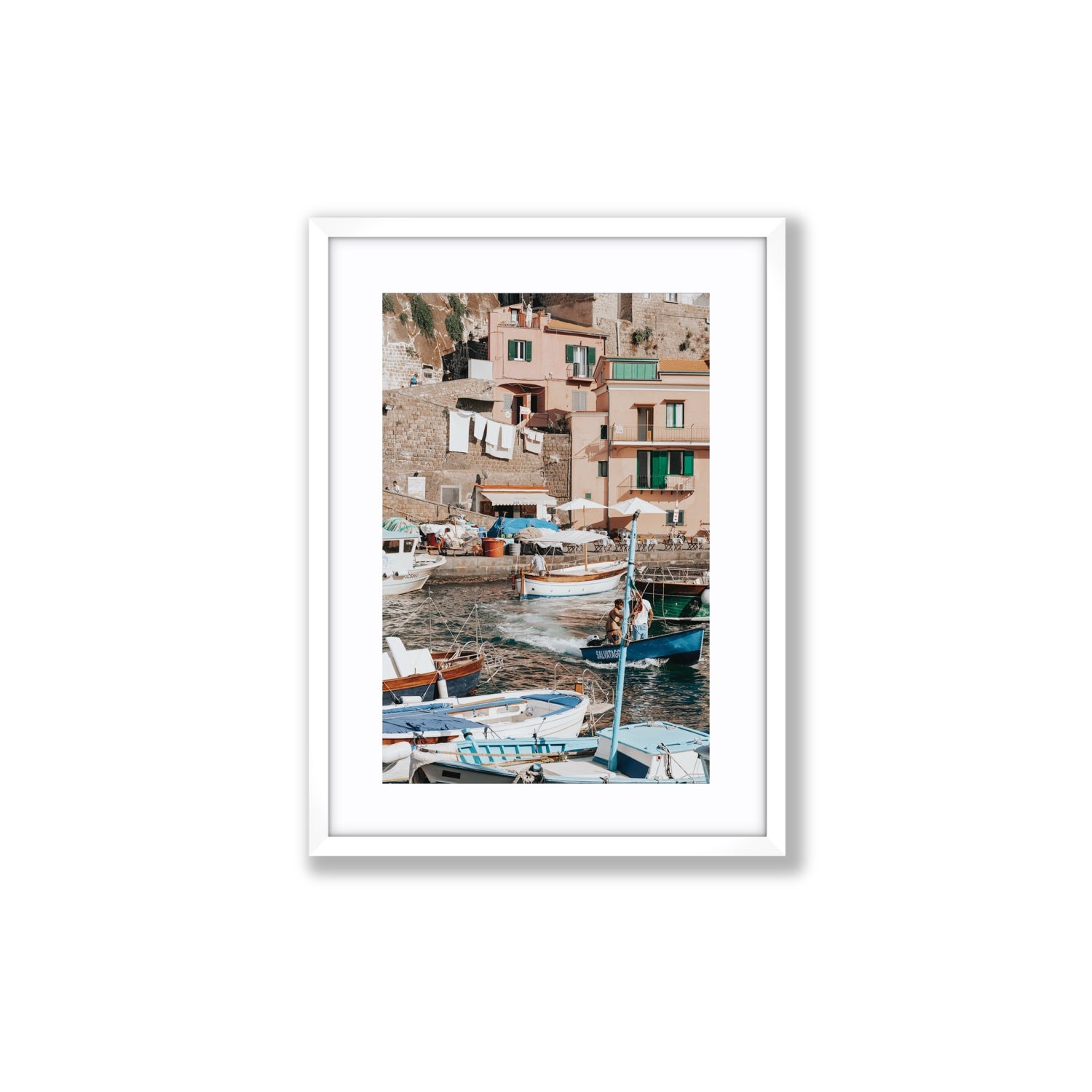 Coastal Carousel fine art print, Sorrento, Italy, Medium, White Frame · Matboard, Fine Art Print