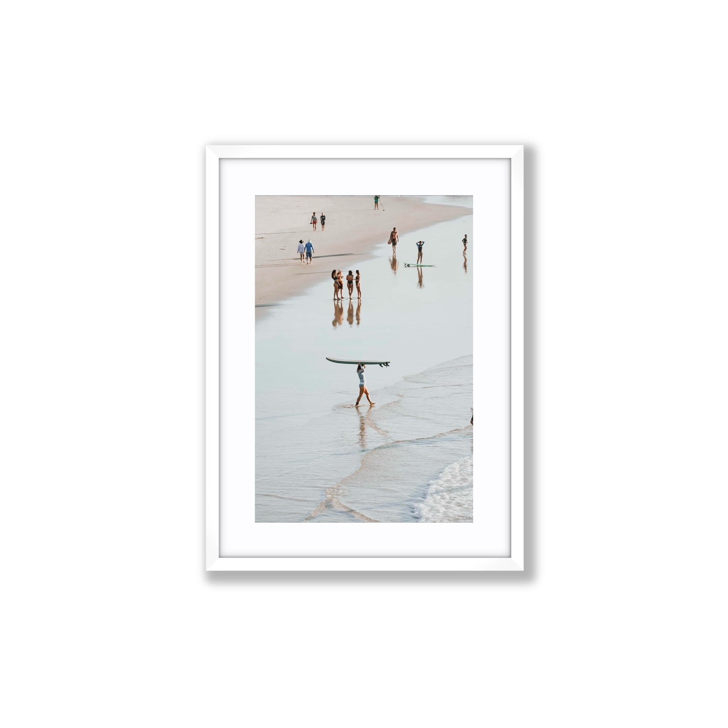 Bailey Byron Bay beach coastal decor wall art Medium fine art print in white frame with matboard