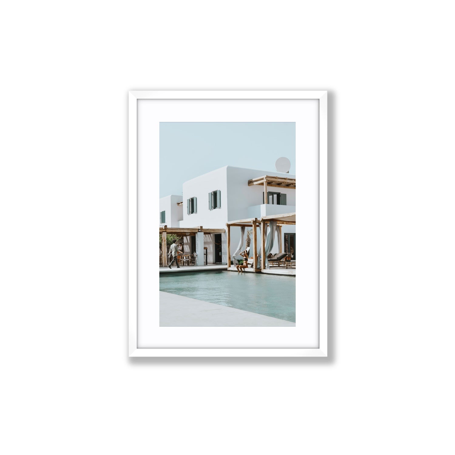 Aphrodite Mykonos Greek island wall art Medium fine art print in white frame with matboard