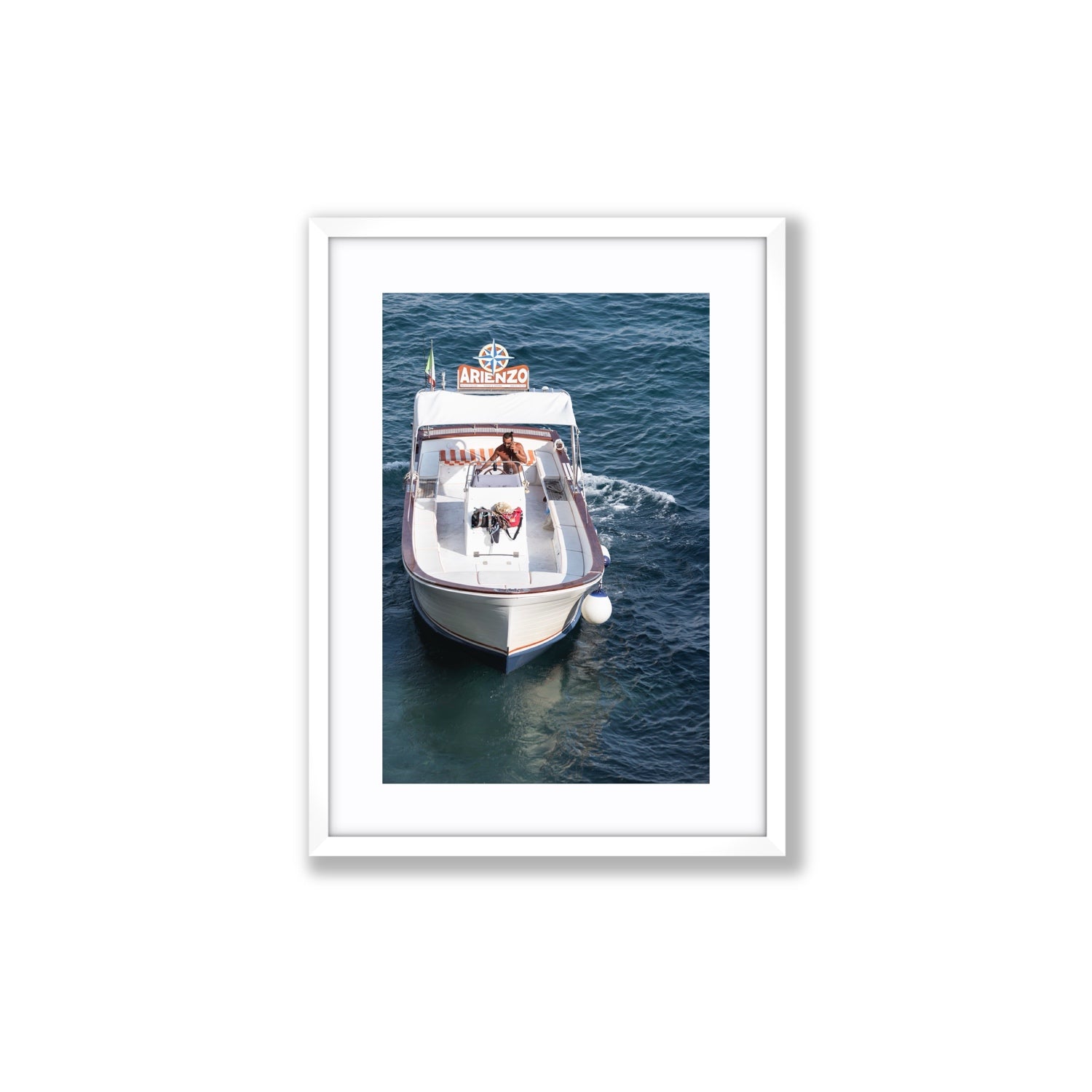 Pilota di Motoscafo fine art print, Positano, Italy, Medium, White Frame · Matboard, Fine Art Print