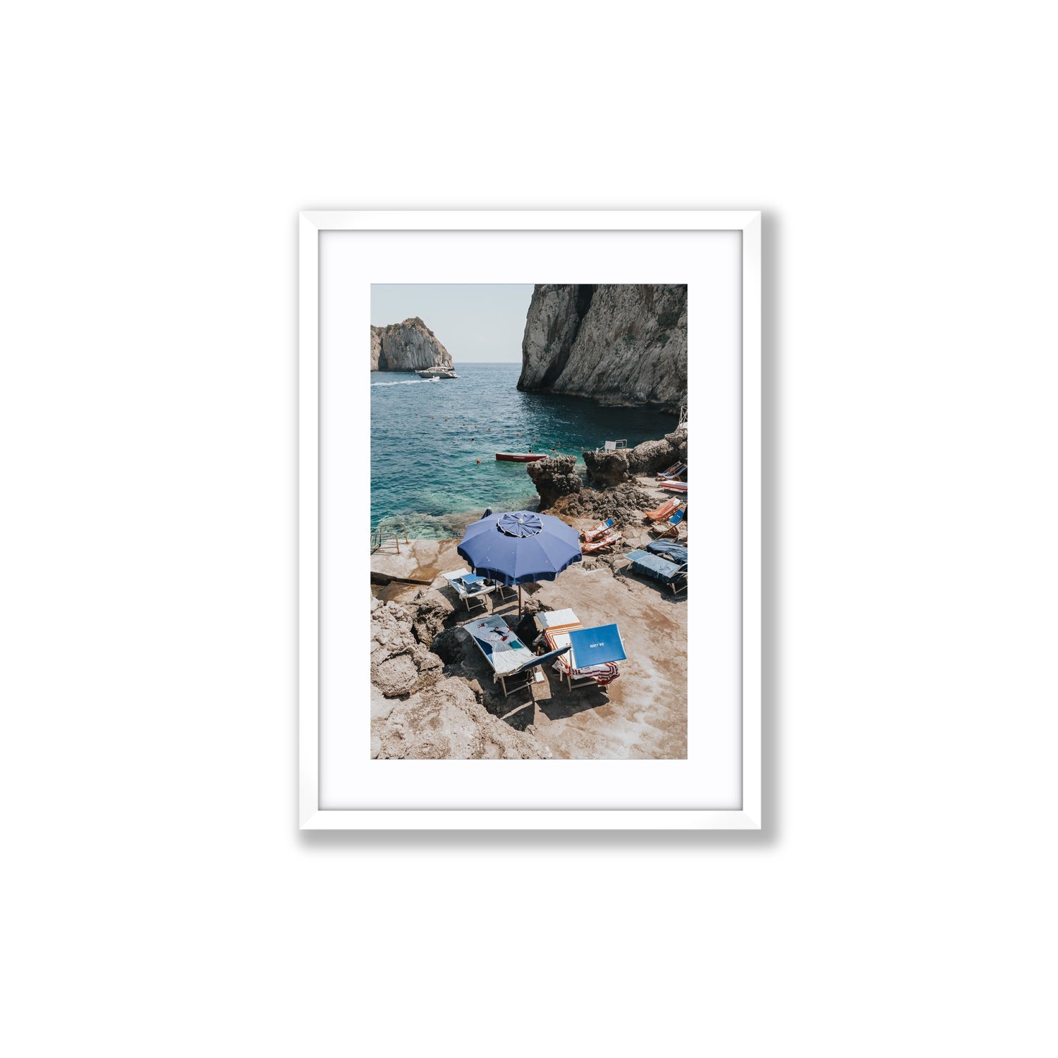 Lonely Loungers fine art print, Capri, Italy, Medium, White Frame · Matboard, Fine Art Print