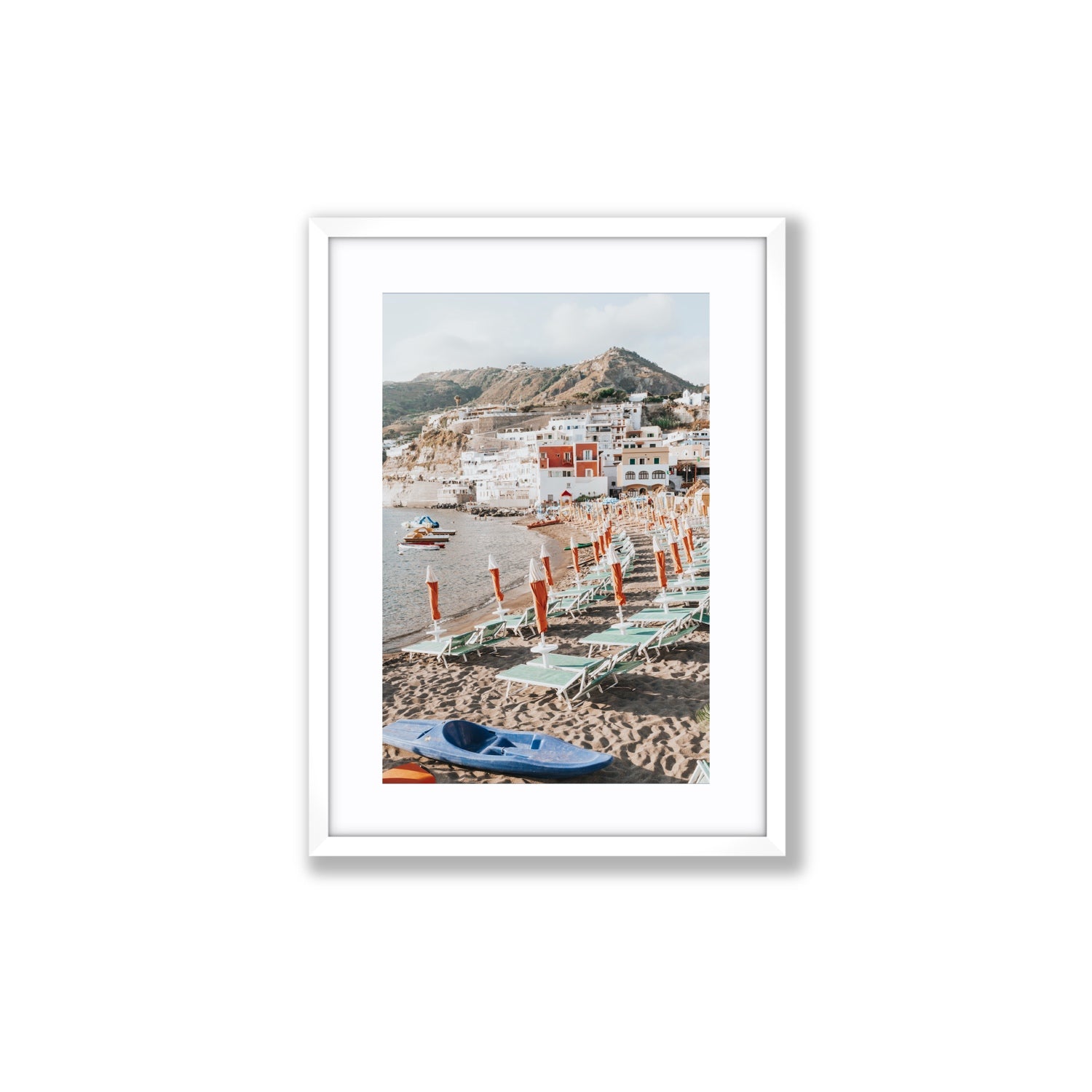 L'Isola del Paradiso Ischia Mediterranean wall art Medium fine art print in white frame with matboard