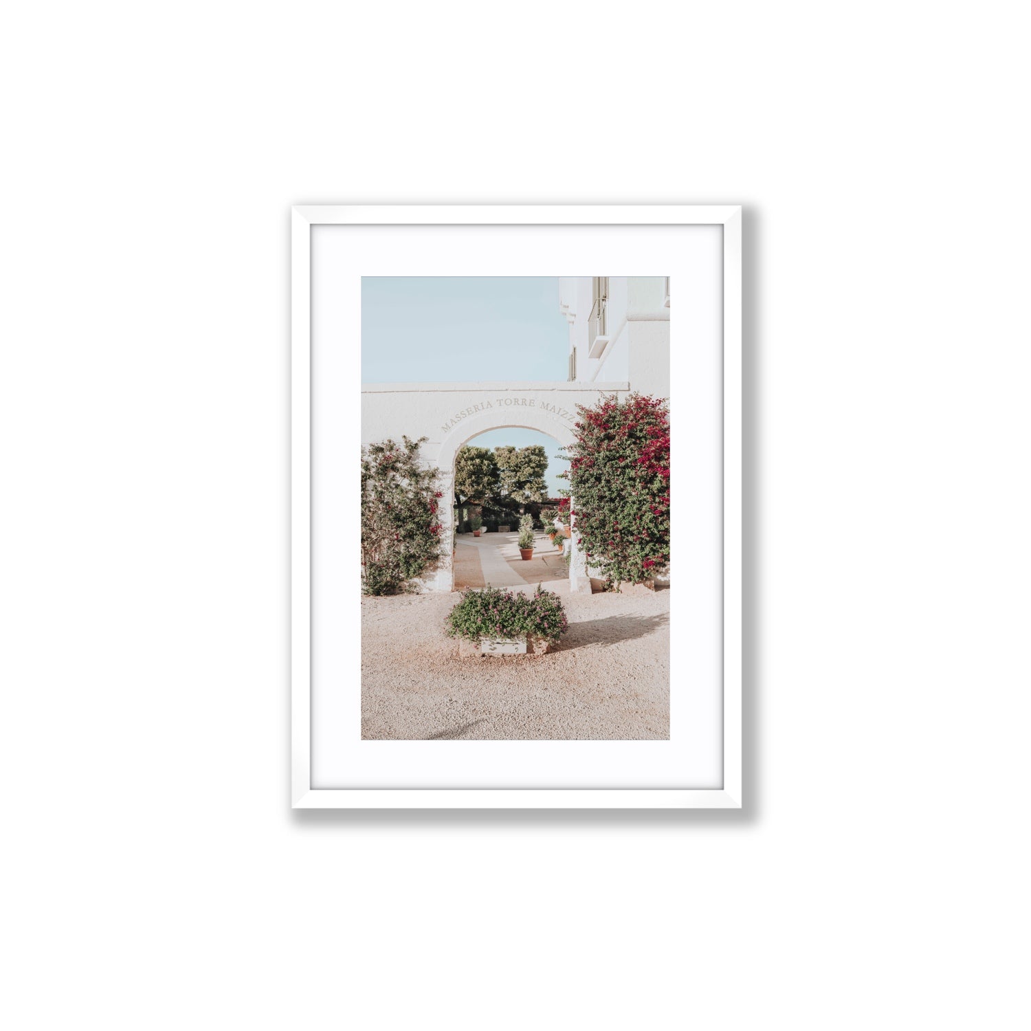 Torre Maizza Puglia Italian wall art Medium fine art print in white frame with matboard