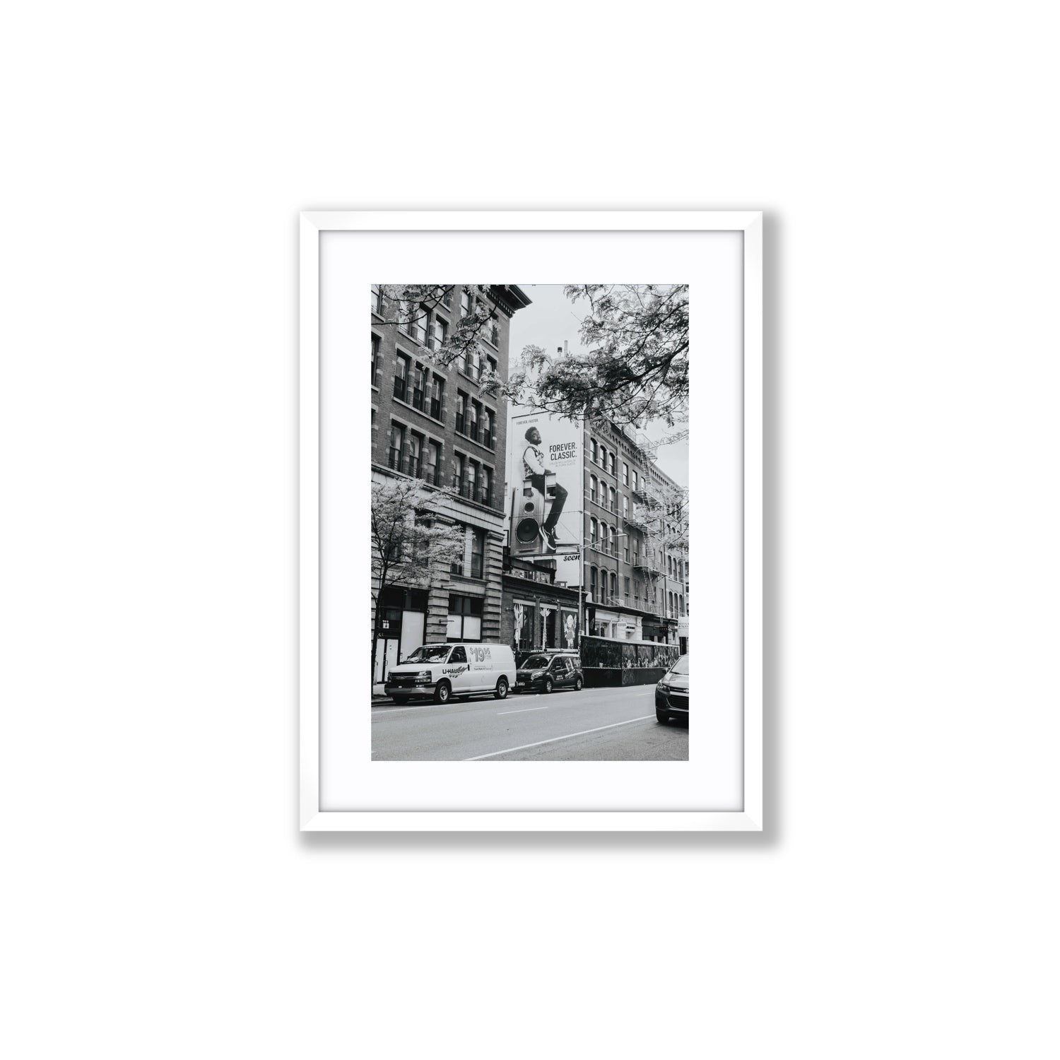 Forever Classic New York NYC Black & White wall art Medium fine art print in white frame with matboard